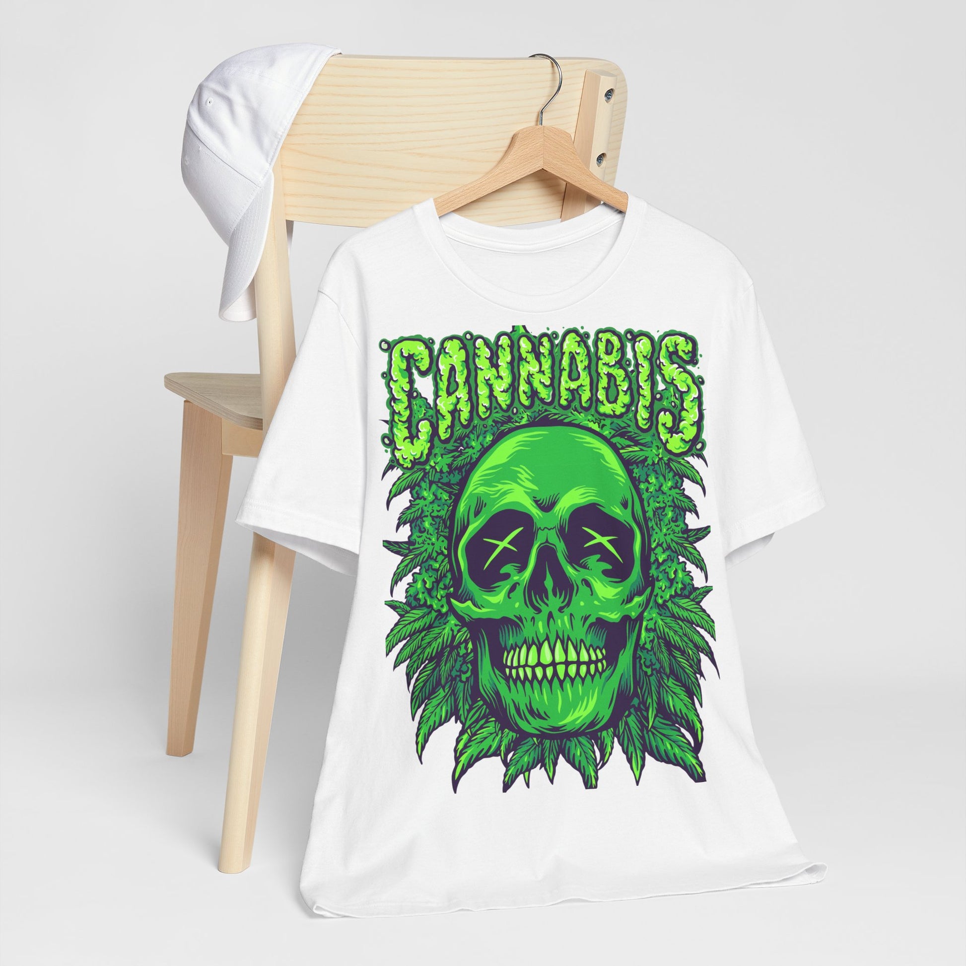 Cannabis Skull T-Shirt - Neon Green - GFAM STORE