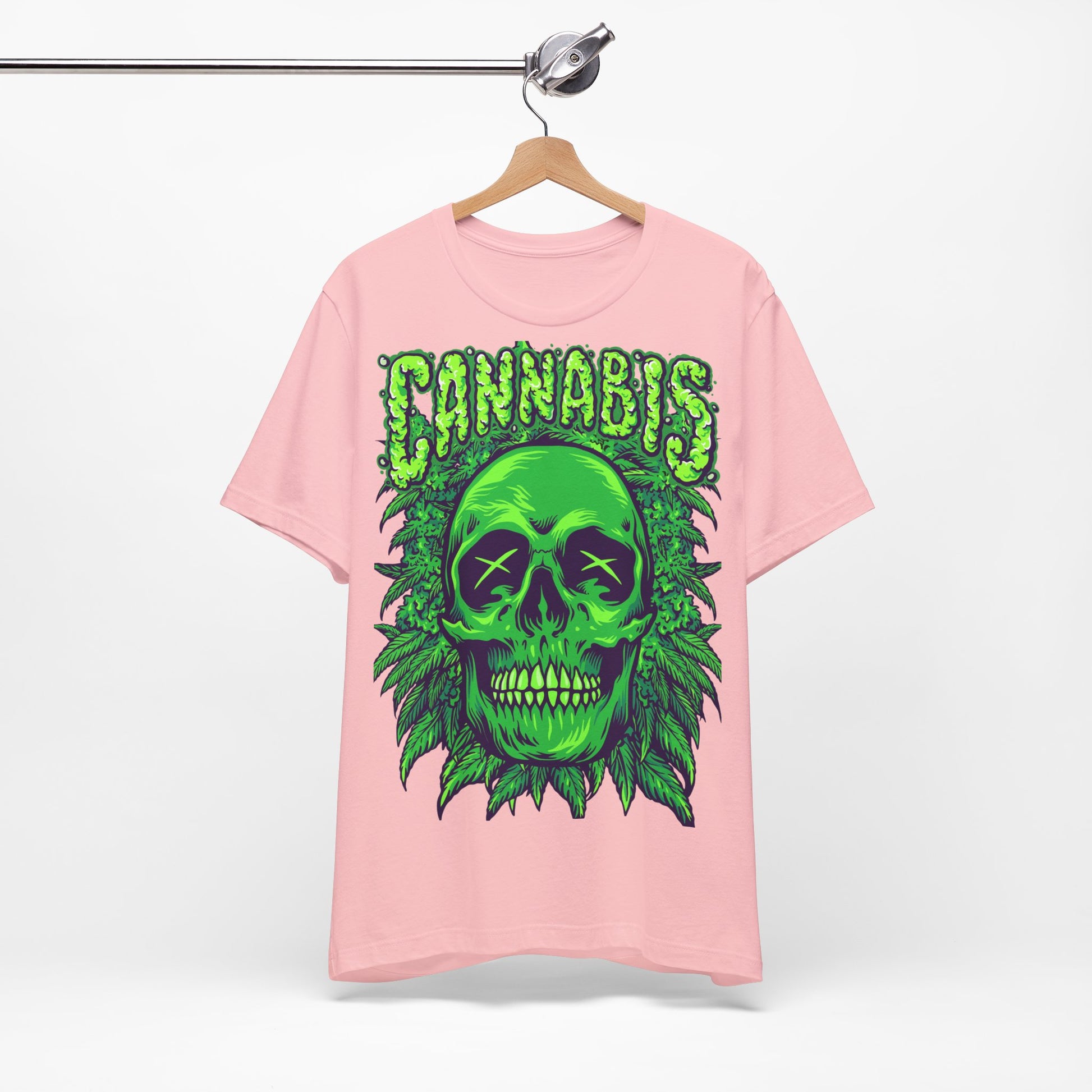 Cannabis Skull T-Shirt - Neon Green - GFAM STORE