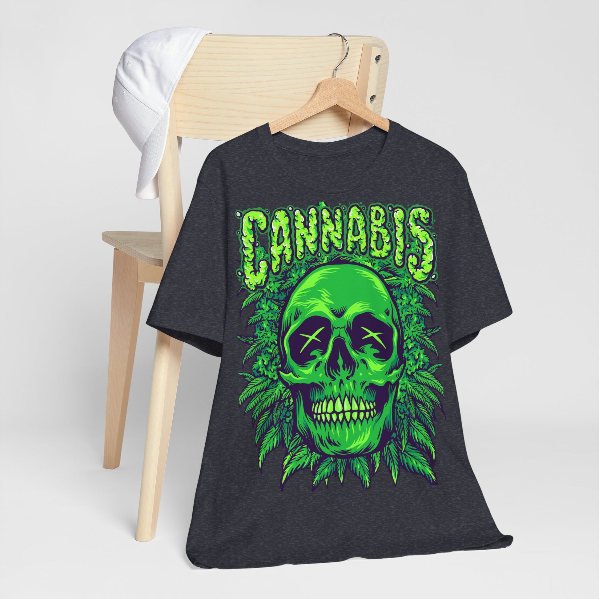 Cannabis Skull T-Shirt - Neon Green - GFAM STORE