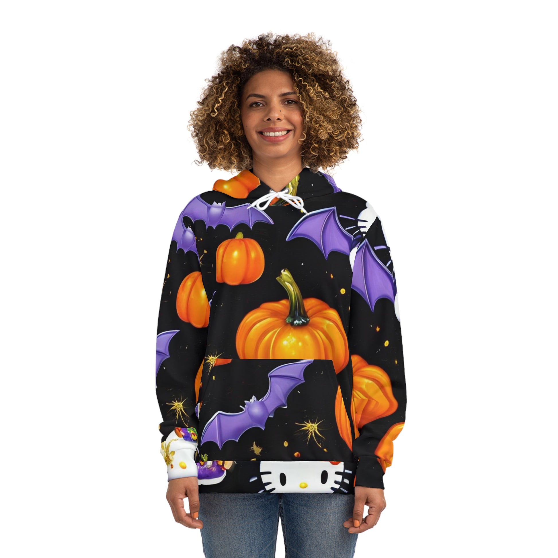 Halloween Pumpkin & Bat Hello Kitty Sweatshirt with Hood - GFAM STORE