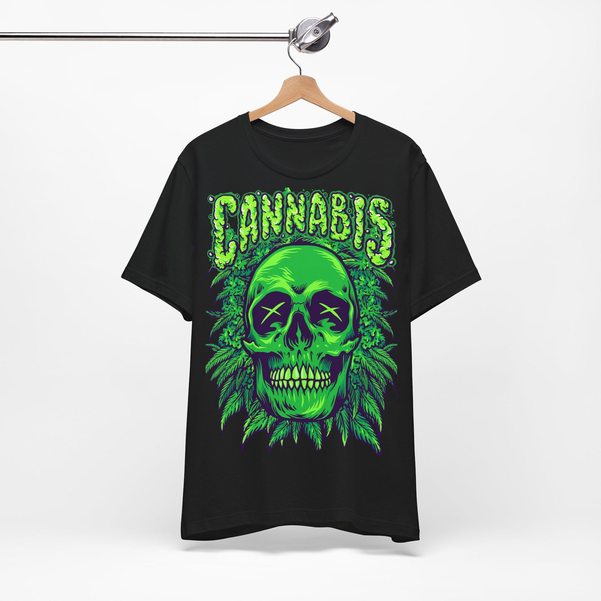 Cannabis Skull T-Shirt - Neon Green - GFAM STORE