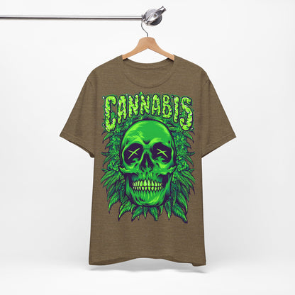 Cannabis Skull T-Shirt - Neon Green - GFAM STORE