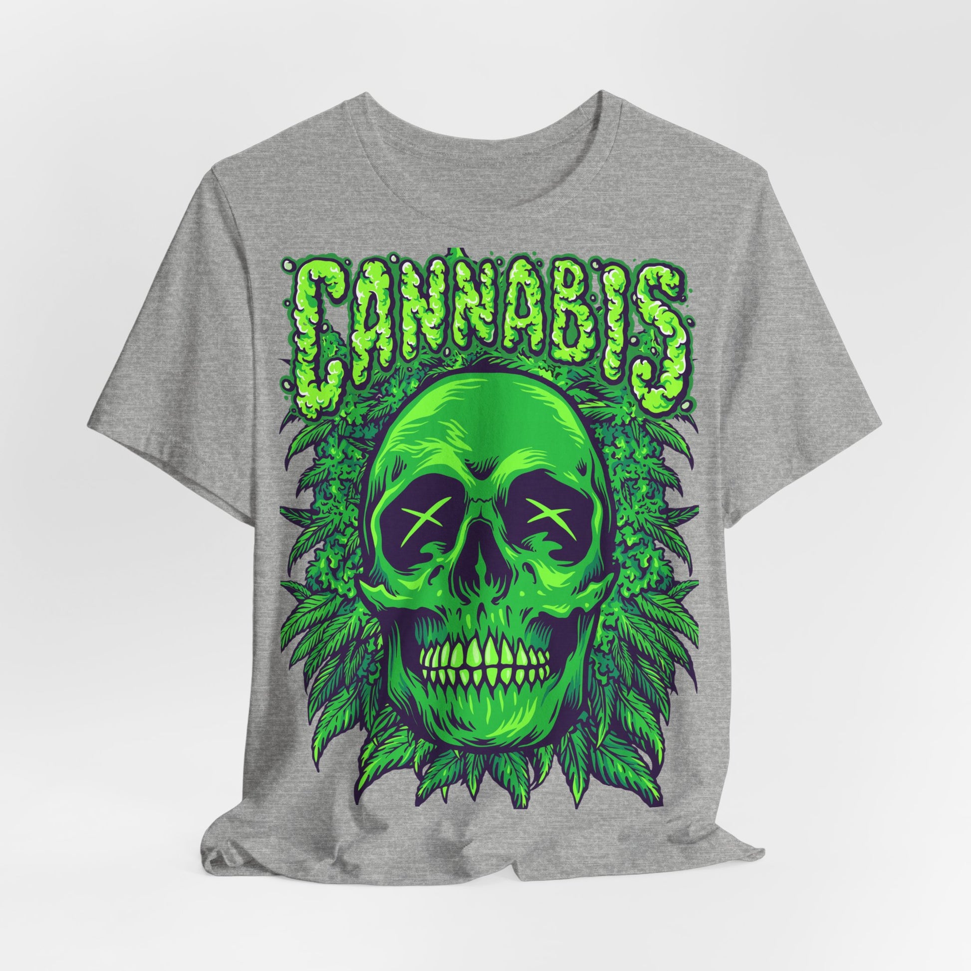 Cannabis Skull T-Shirt - Neon Green - GFAM STORE