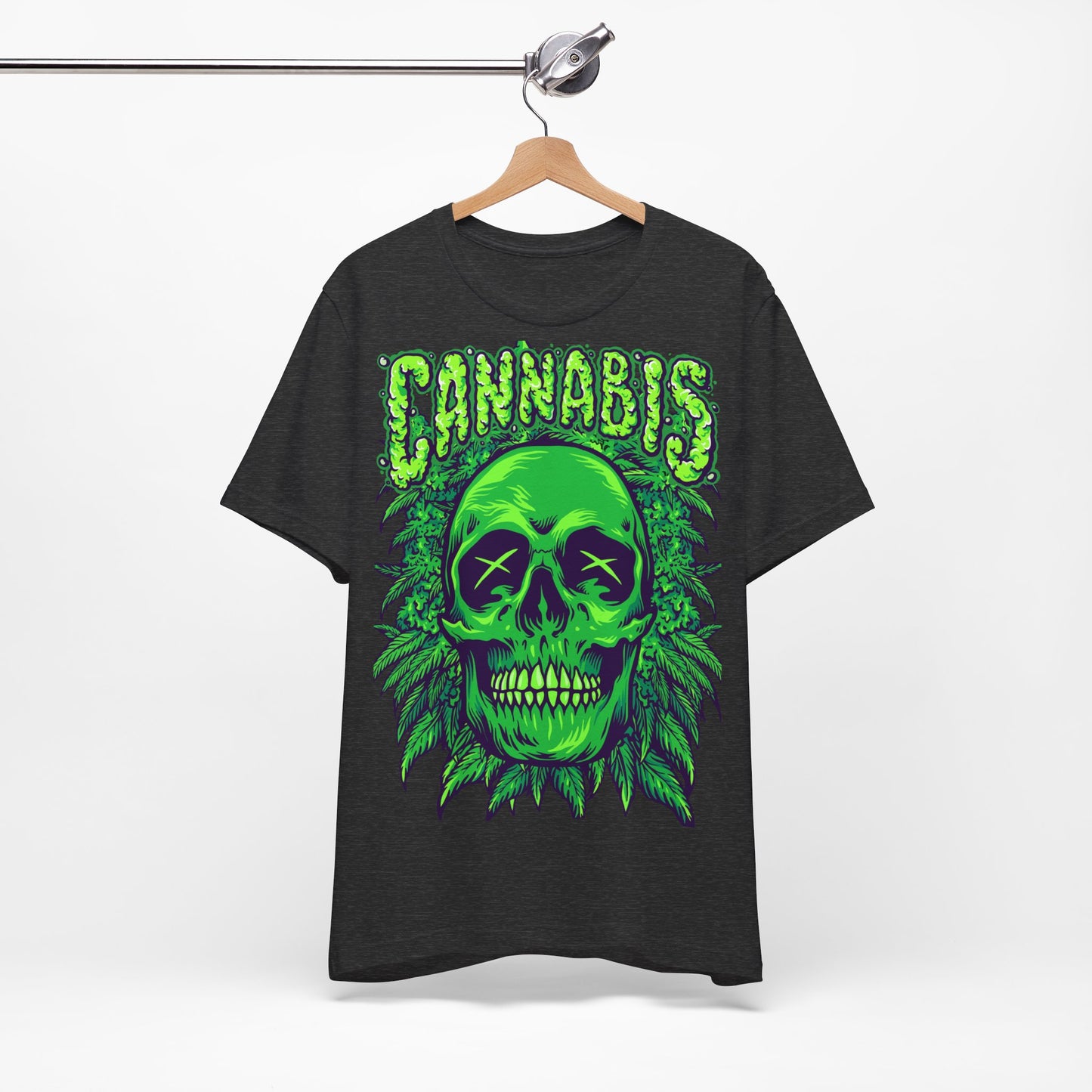 Cannabis Skull T-Shirt - Neon Green - GFAM STORE