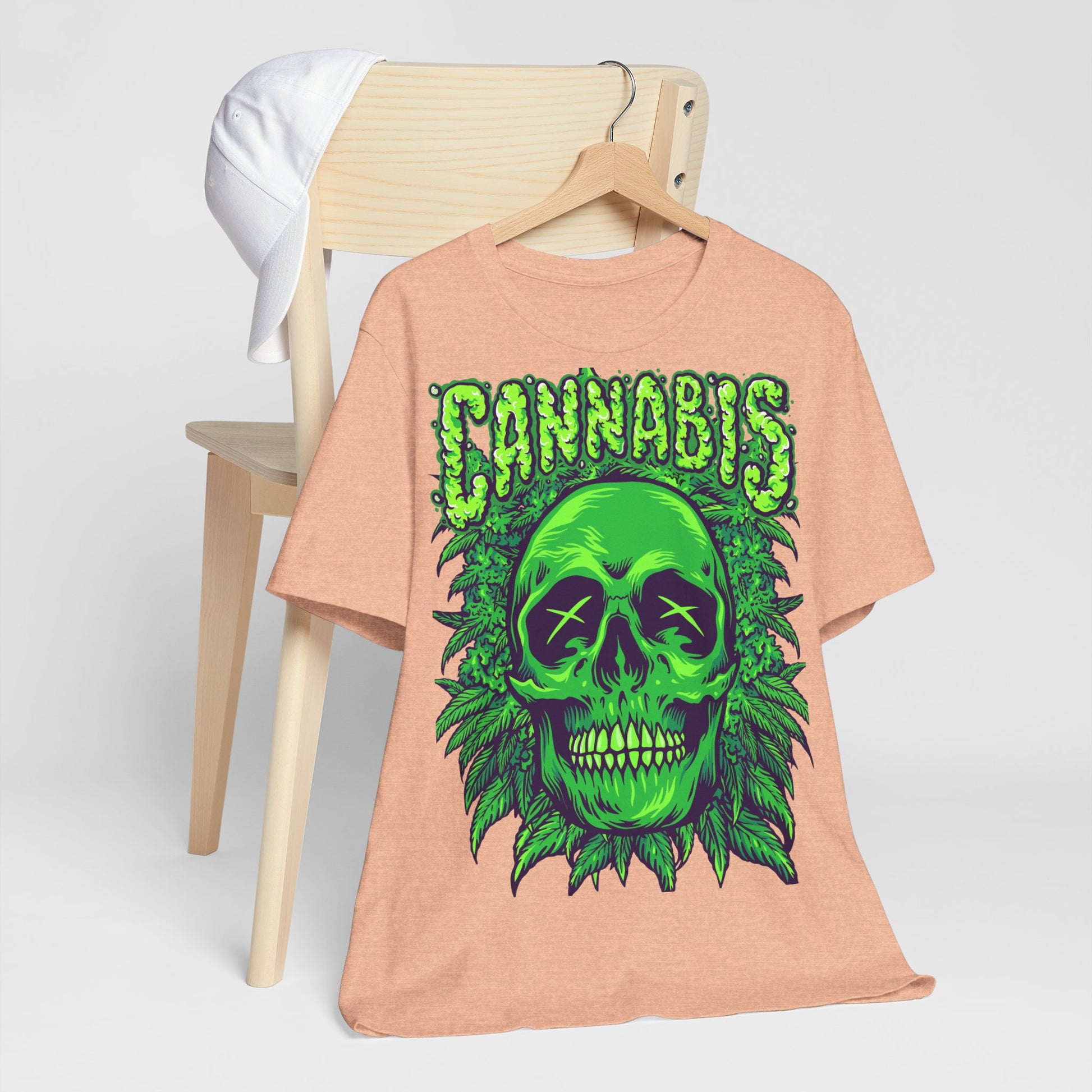 Cannabis Skull T-Shirt - Neon Green - GFAM STORE