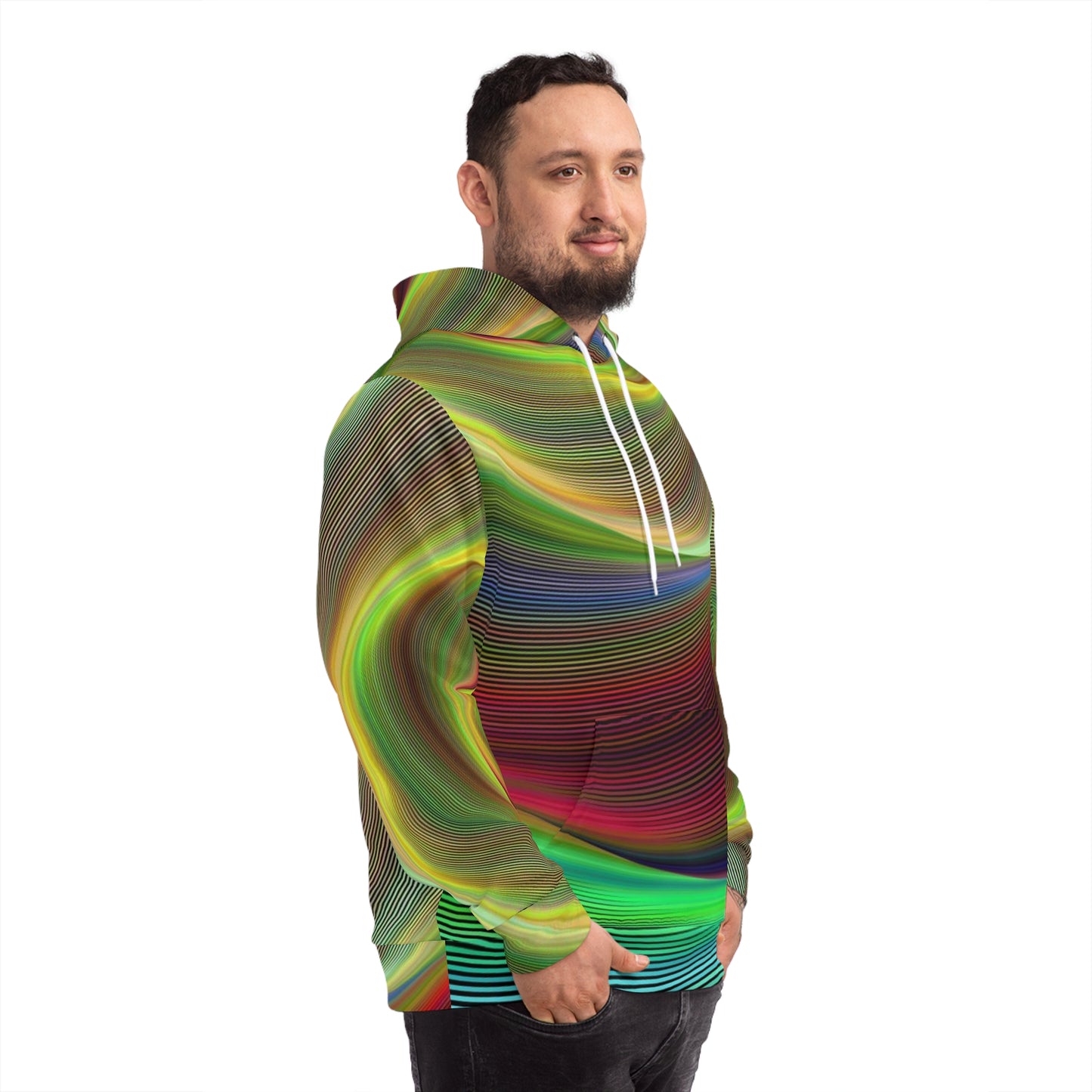 Holographic Stripe Sweatshirt with Hood - GFAM STORE