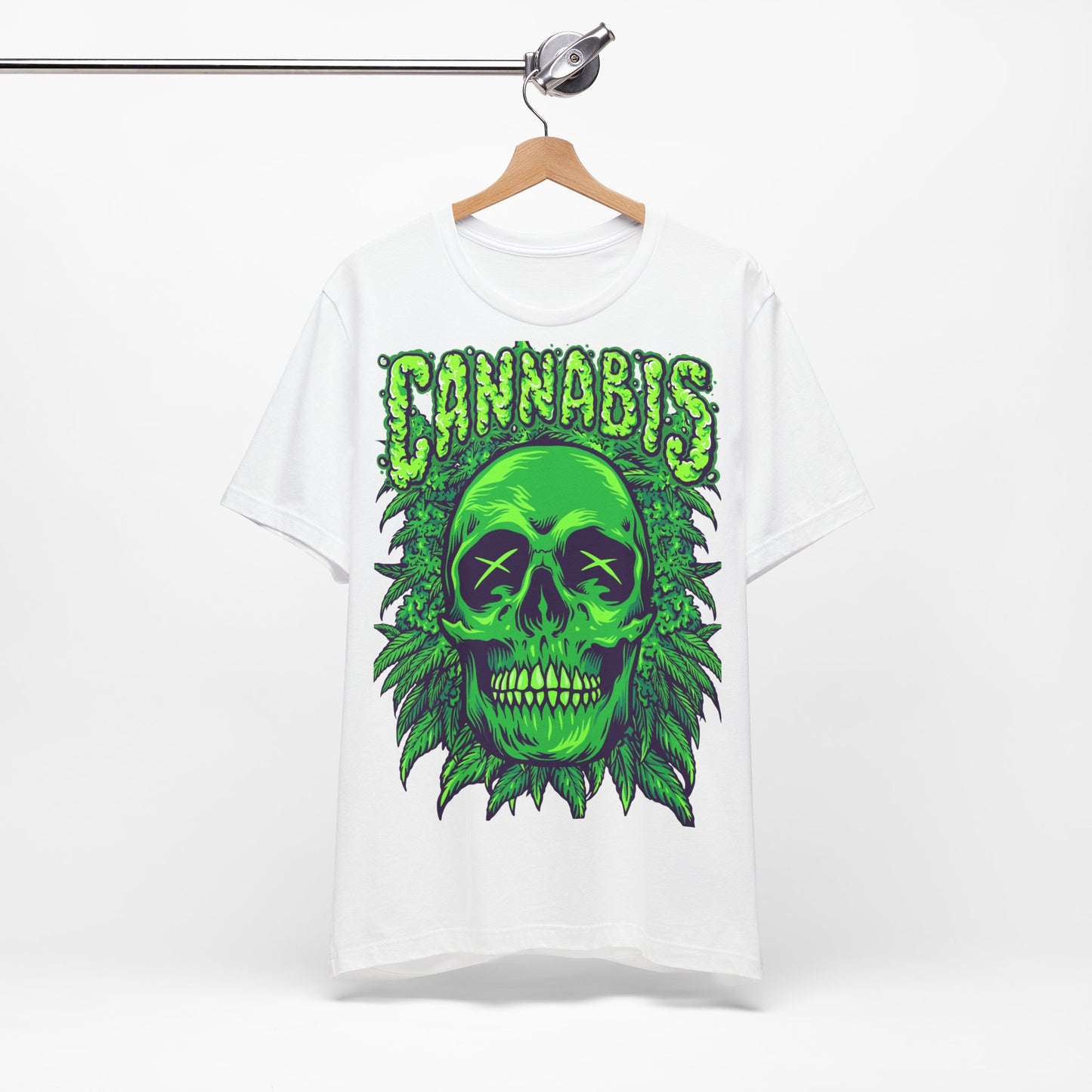 Cannabis Skull T-Shirt - Neon Green - GFAM STORE