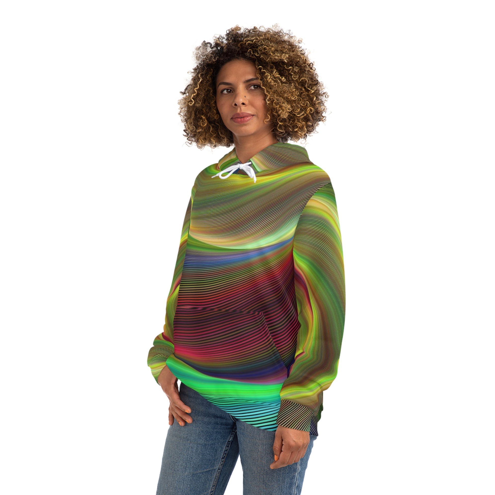 Holographic Stripe Sweatshirt with Hood - GFAM STORE