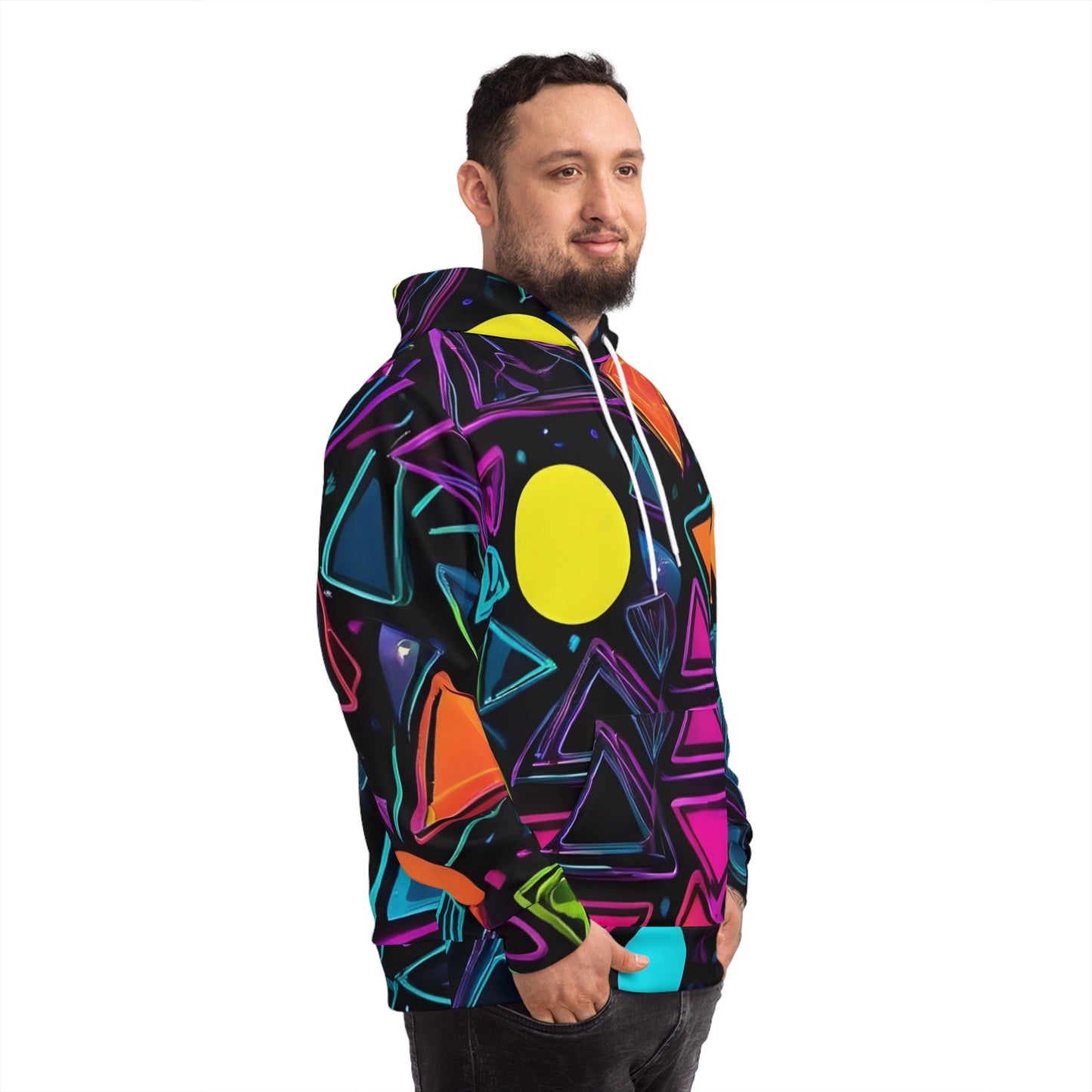 Neon Geometric Rave Sweatshirt with Hood - GFAM STORE