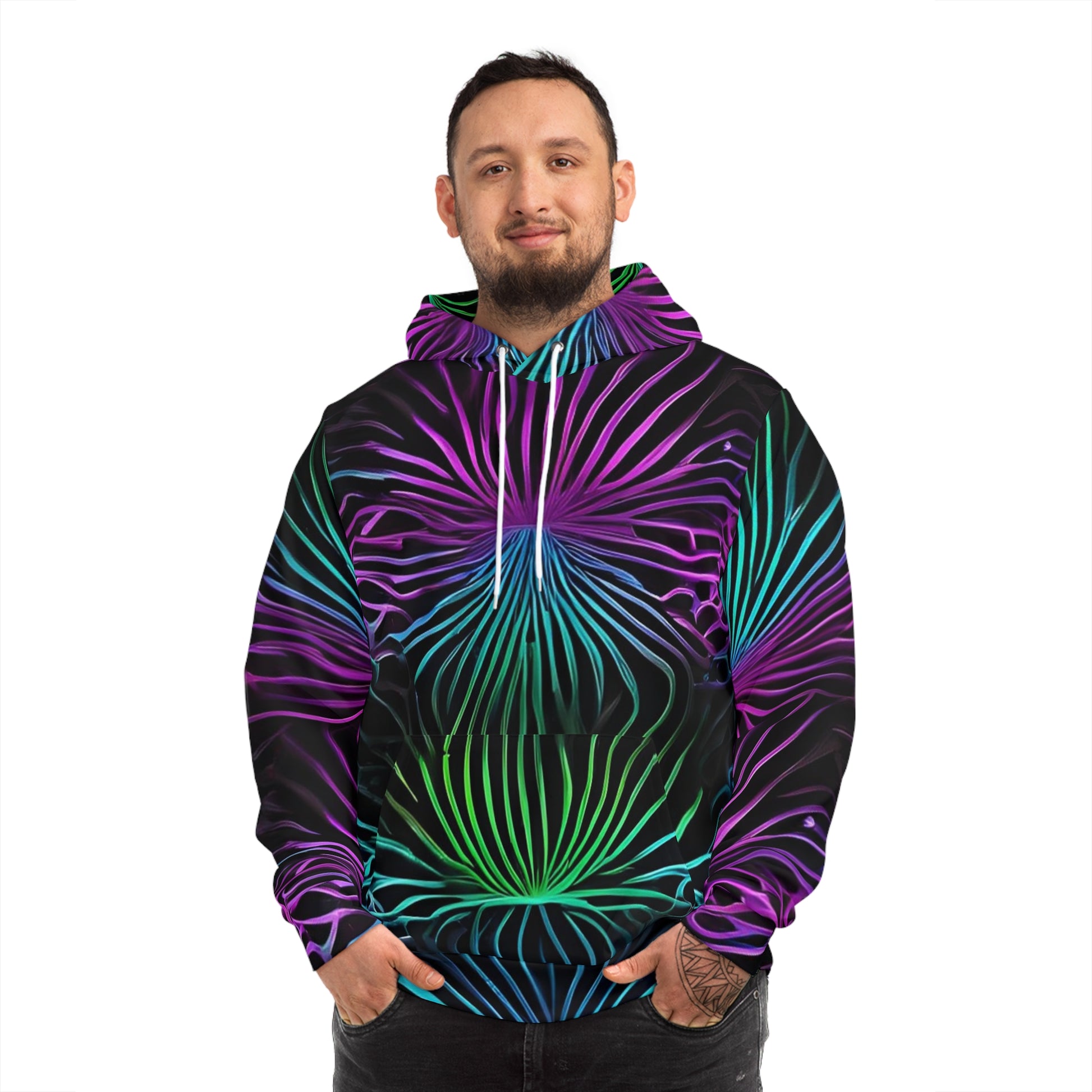 Vibrant Radiating Lines Sweatshirt with Hood - GFAM STORE