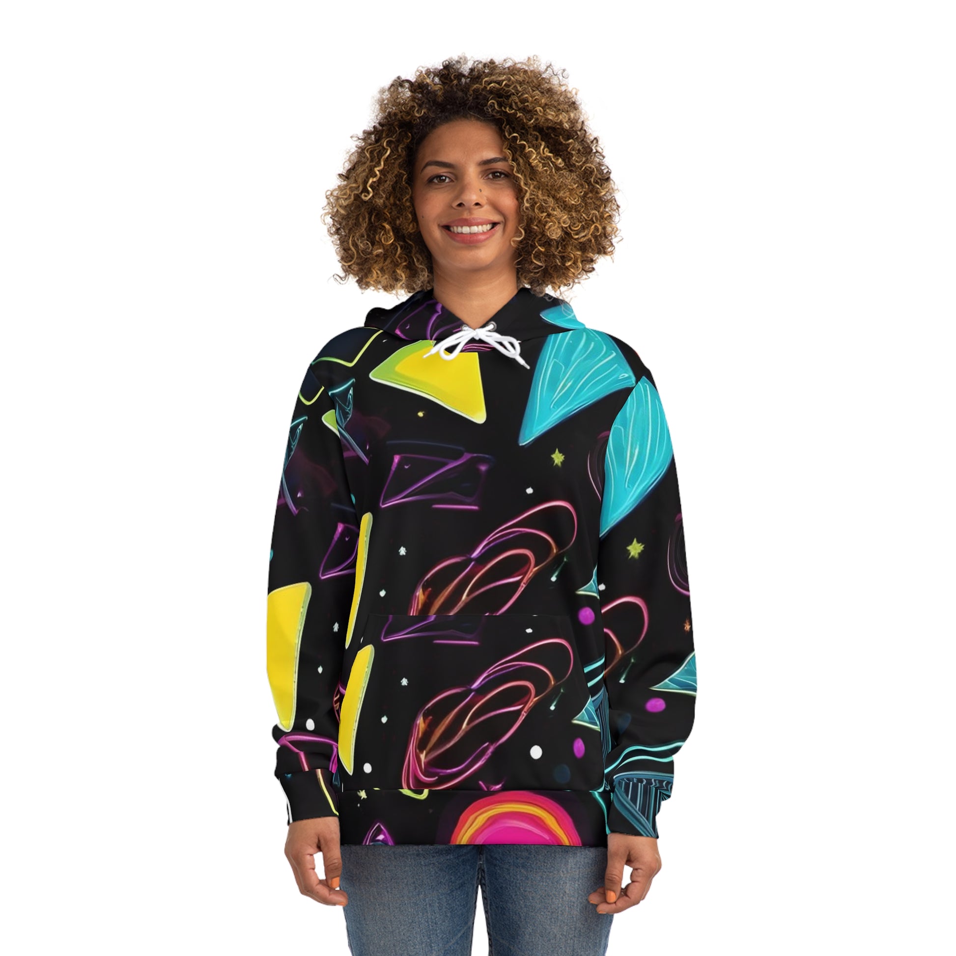 Bright Neon Geometric Sweatshirt with Hood - GFAM STORE