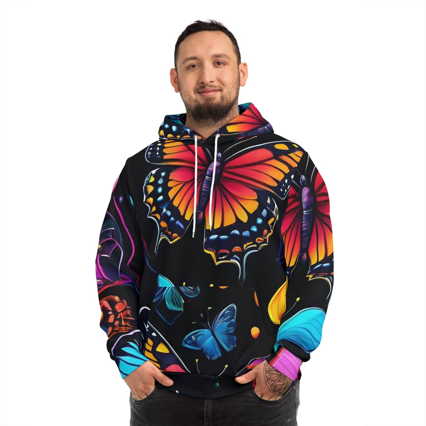 All-Over Print Butterfly Sweatshirt with Hood - GFAM STORE