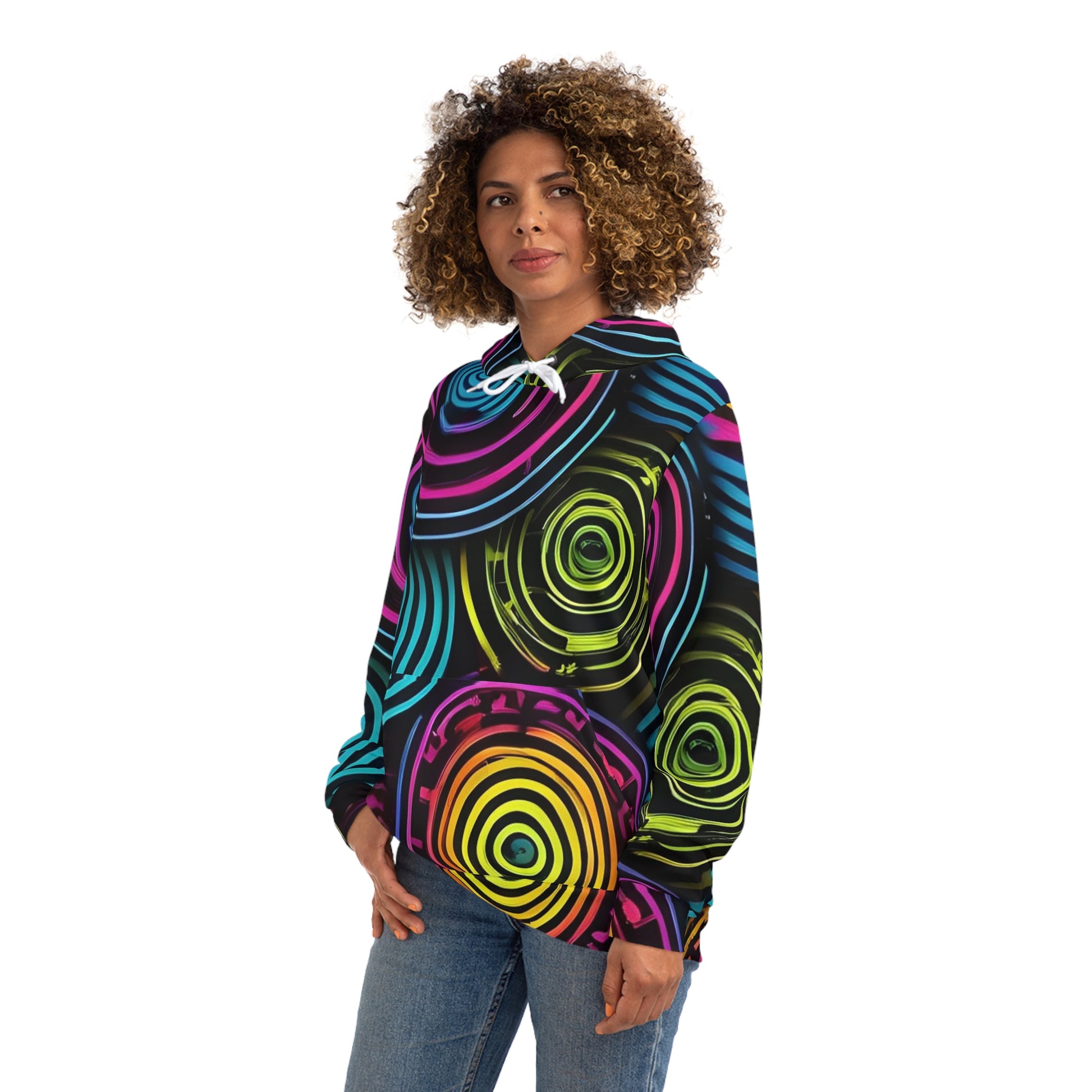 Neon Circles  Psychedelic Sweatshirt with Hood - GFAM STORE