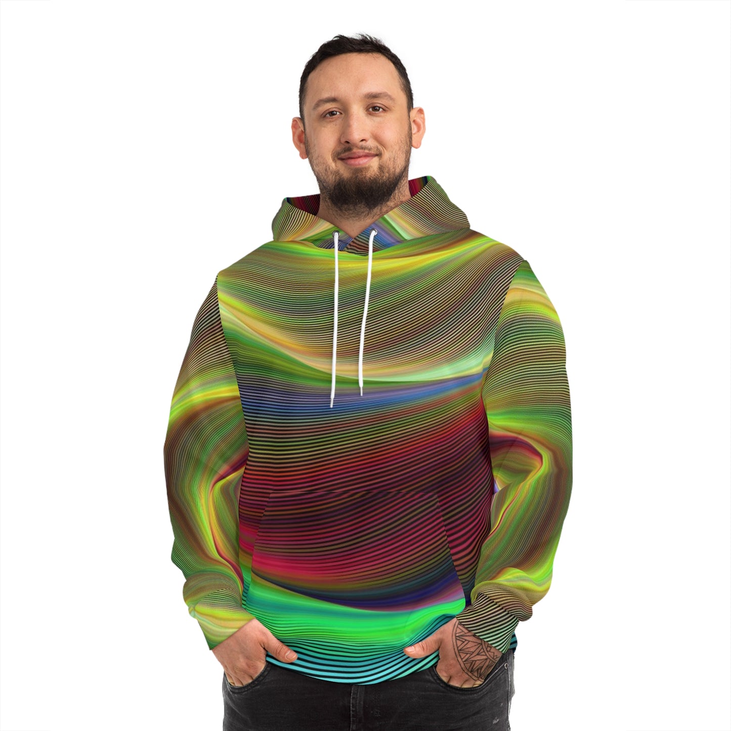 Holographic Stripe Sweatshirt with Hood - GFAM STORE