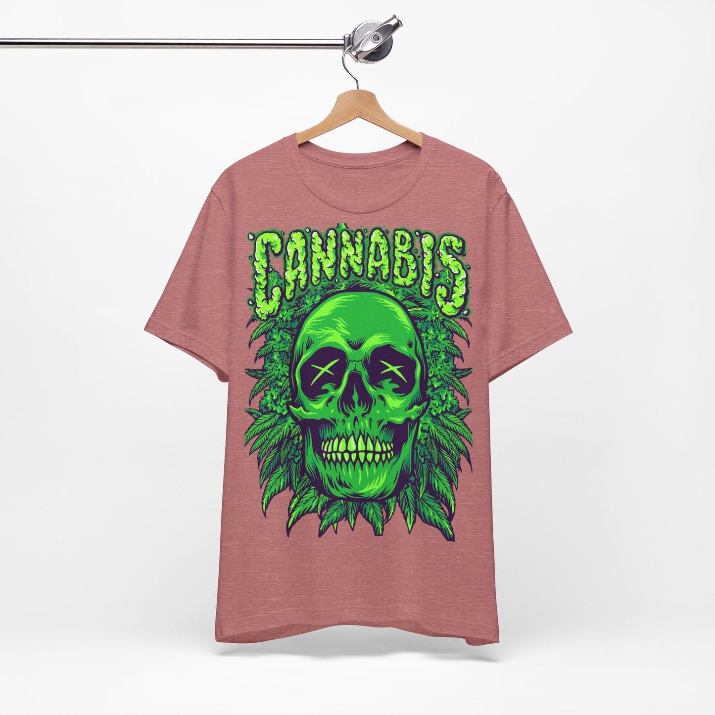 Cannabis Skull T-Shirt - Neon Green - GFAM STORE