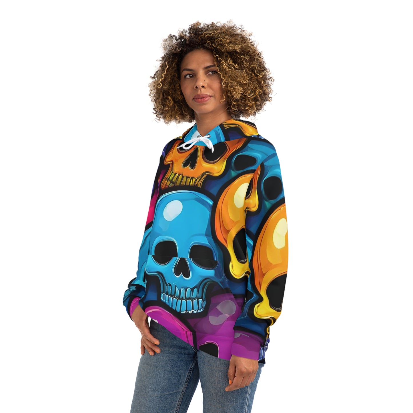 Colorful Skull Graphic Sweatshirt with Hood - GFAM STORE