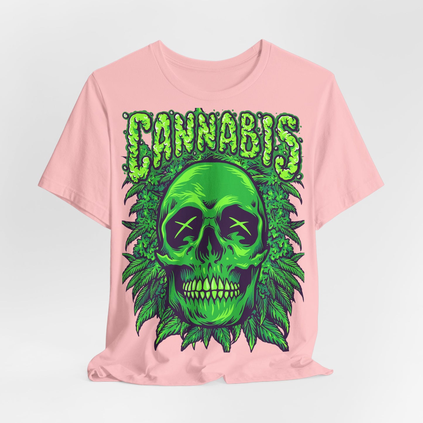 Cannabis Skull T-Shirt - Neon Green - GFAM STORE