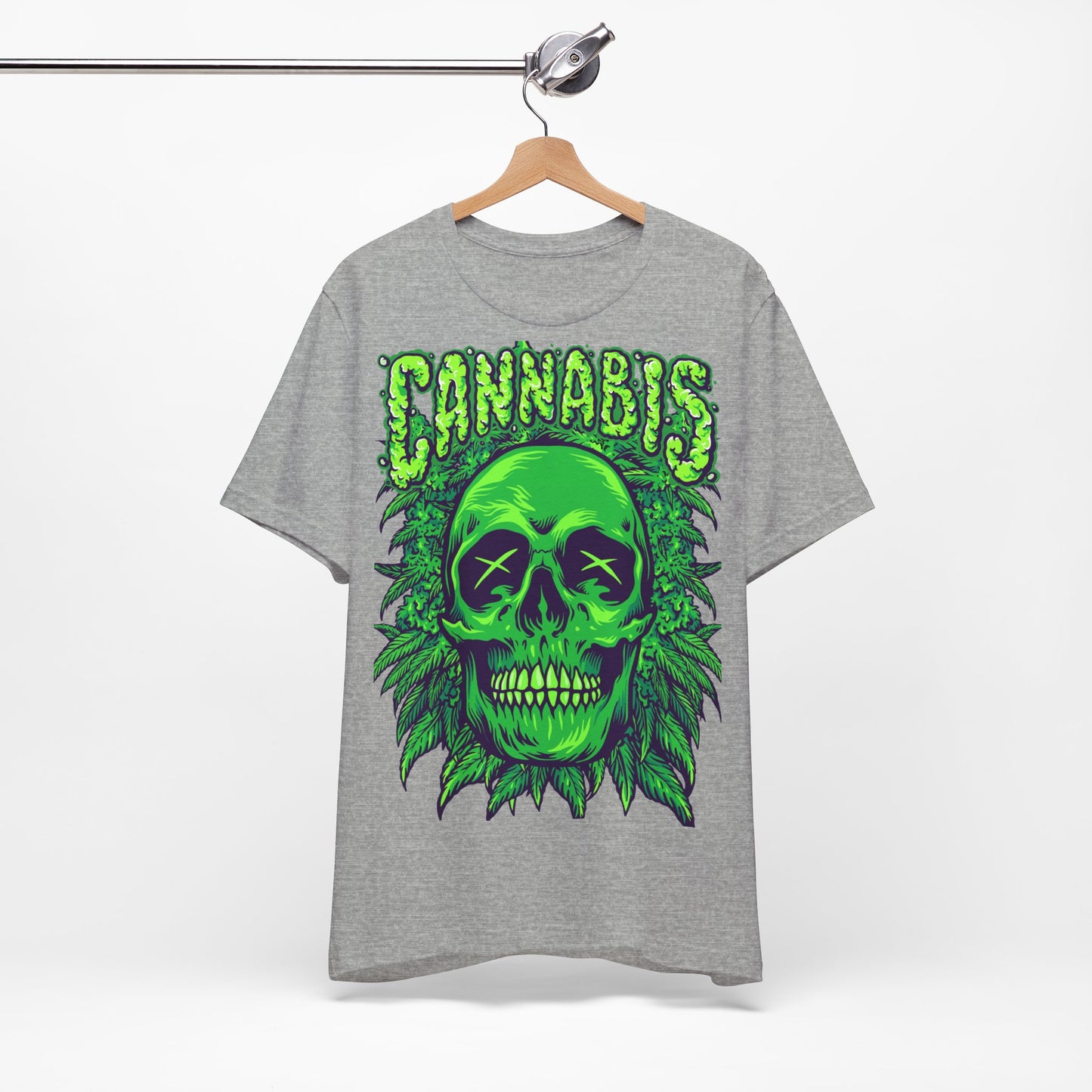 Cannabis Skull T-Shirt - Neon Green - GFAM STORE