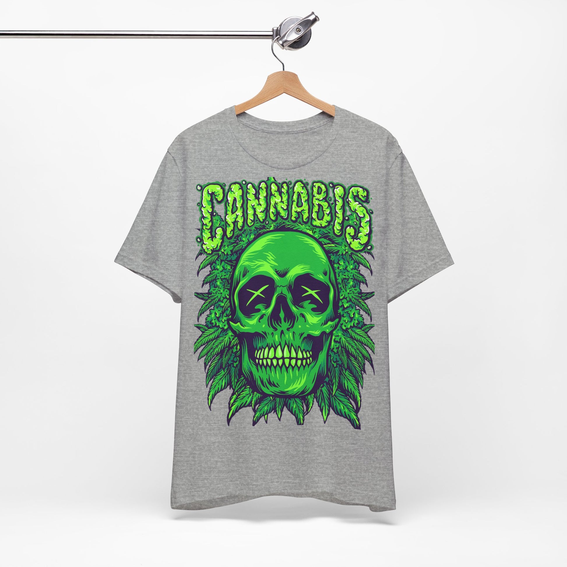 Cannabis Skull T-Shirt - Neon Green - GFAM STORE