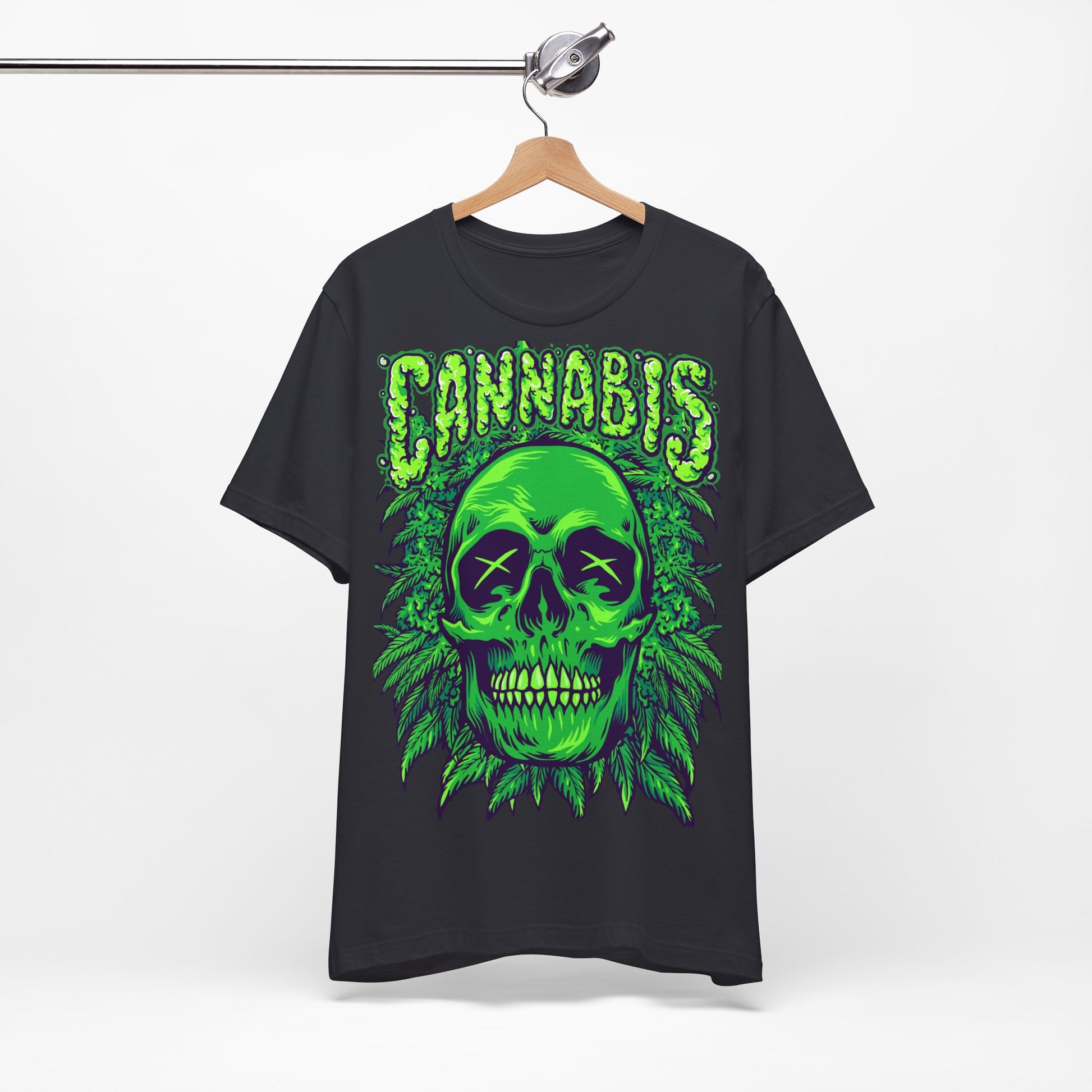 Cannabis Skull T-Shirt - Neon Green - GFAM STORE