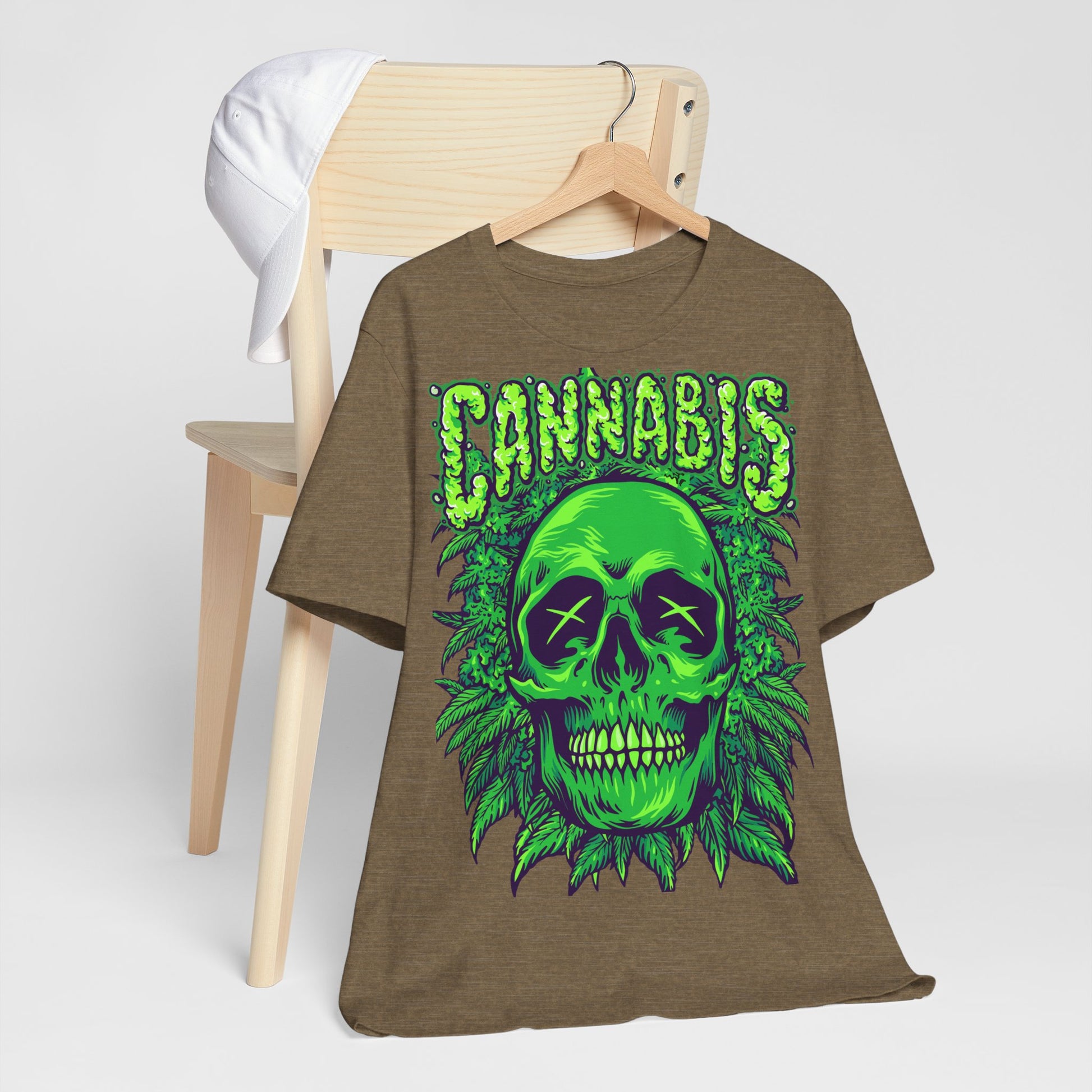 Cannabis Skull T-Shirt - Neon Green - GFAM STORE