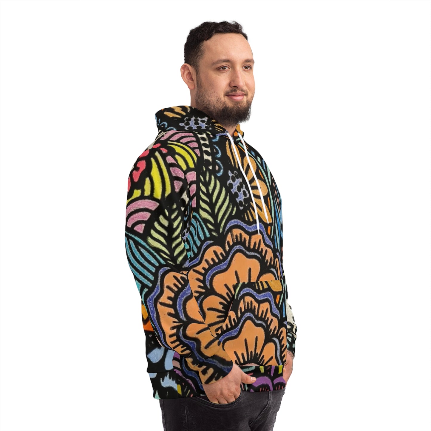 Vibrant Bloom Botanical Sweatshirt with Hood - GFAM STORE