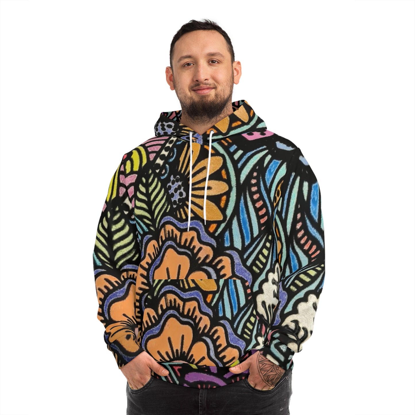 Vibrant Bloom Botanical Sweatshirt with Hood - GFAM STORE