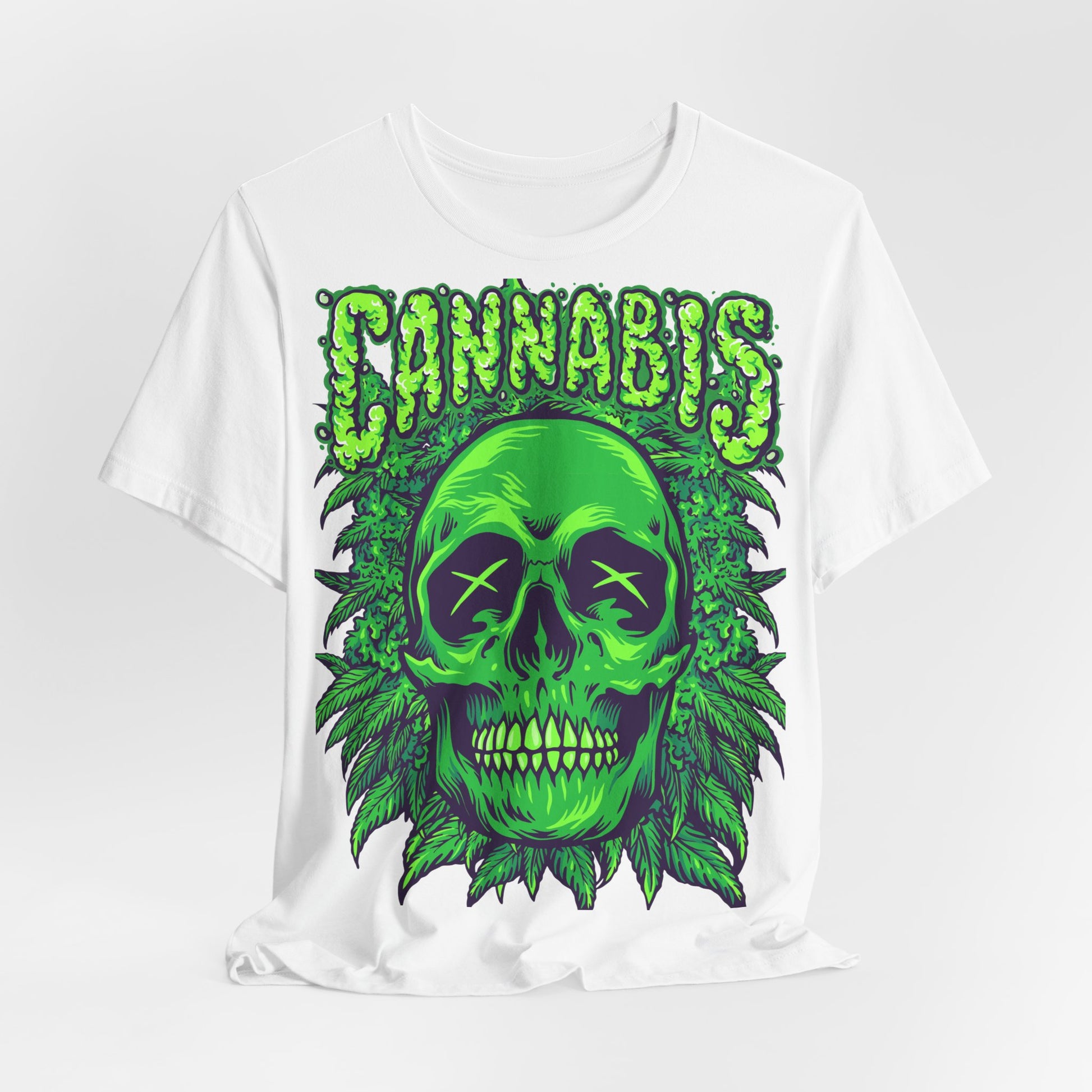 Cannabis Skull T-Shirt - Neon Green - GFAM STORE