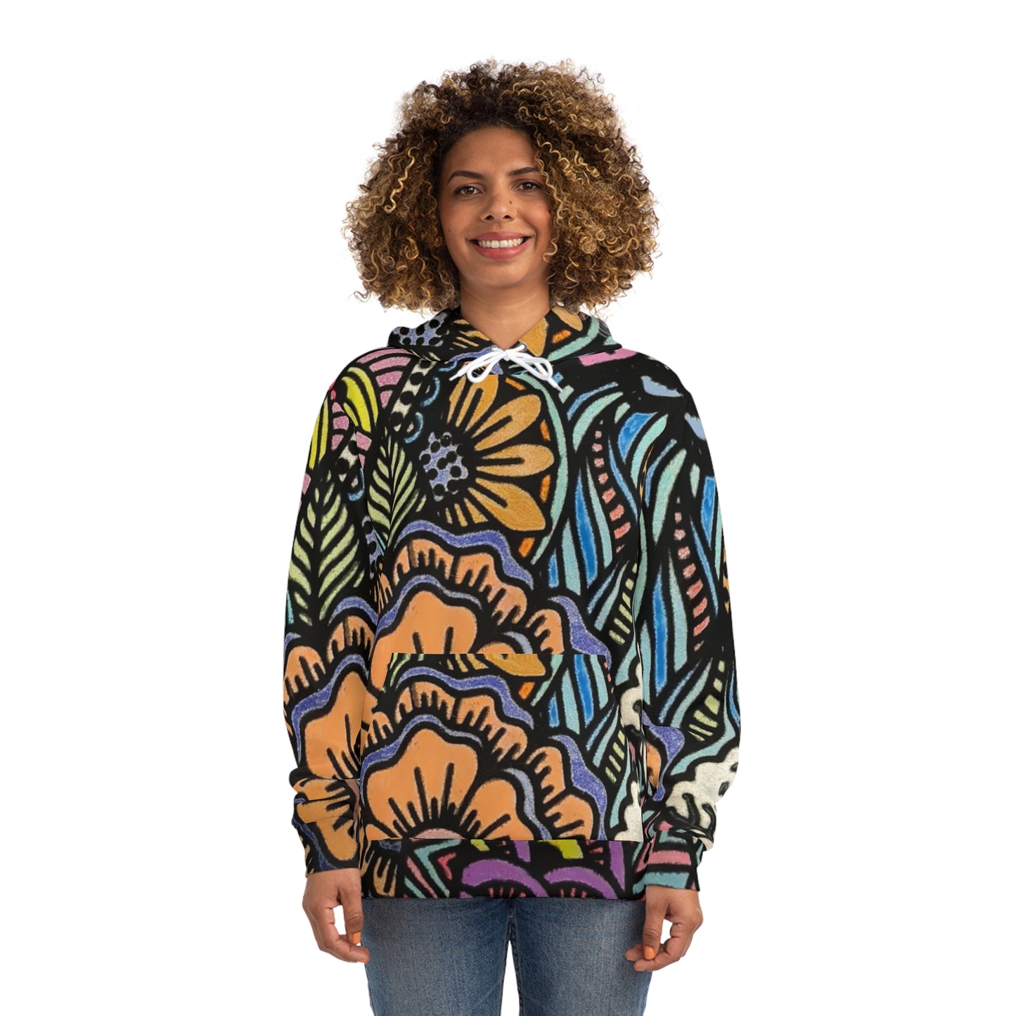 Vibrant Bloom Botanical Sweatshirt with Hood - GFAM STORE