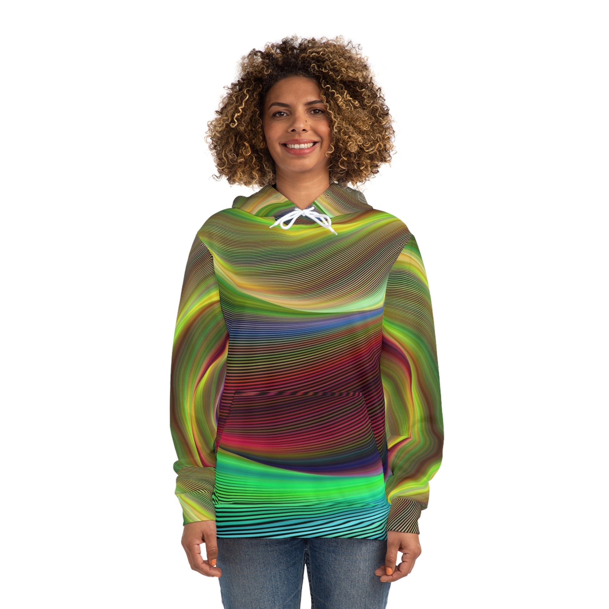 Holographic Stripe Sweatshirt with Hood - GFAM STORE