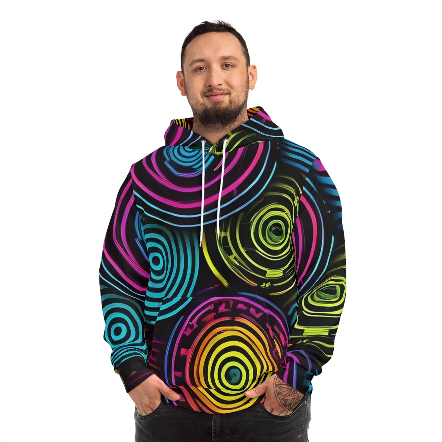 Neon Circles  Psychedelic Sweatshirt with Hood - GFAM STORE