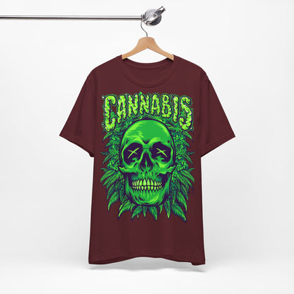 Cannabis Skull T-Shirt - Neon Green - GFAM STORE