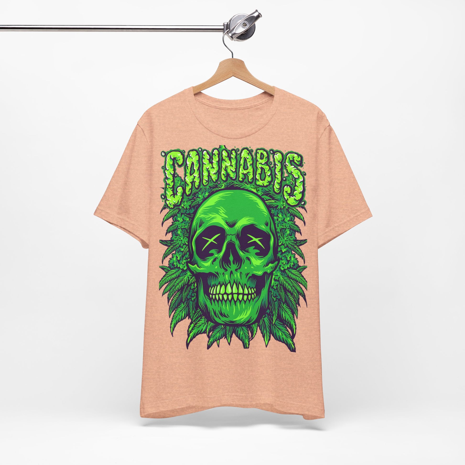 Cannabis Skull T-Shirt - Neon Green - GFAM STORE