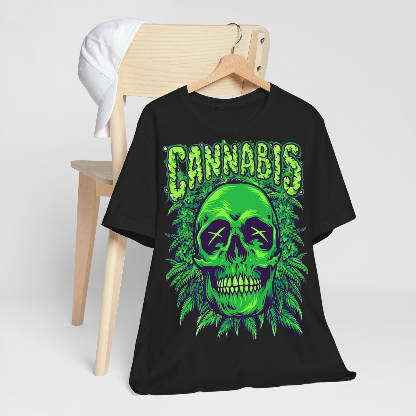 Cannabis Skull T-Shirt - Neon Green - GFAM STORE