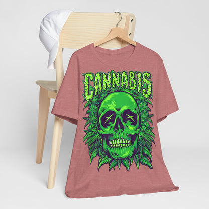 Cannabis Skull T-Shirt - Neon Green - GFAM STORE