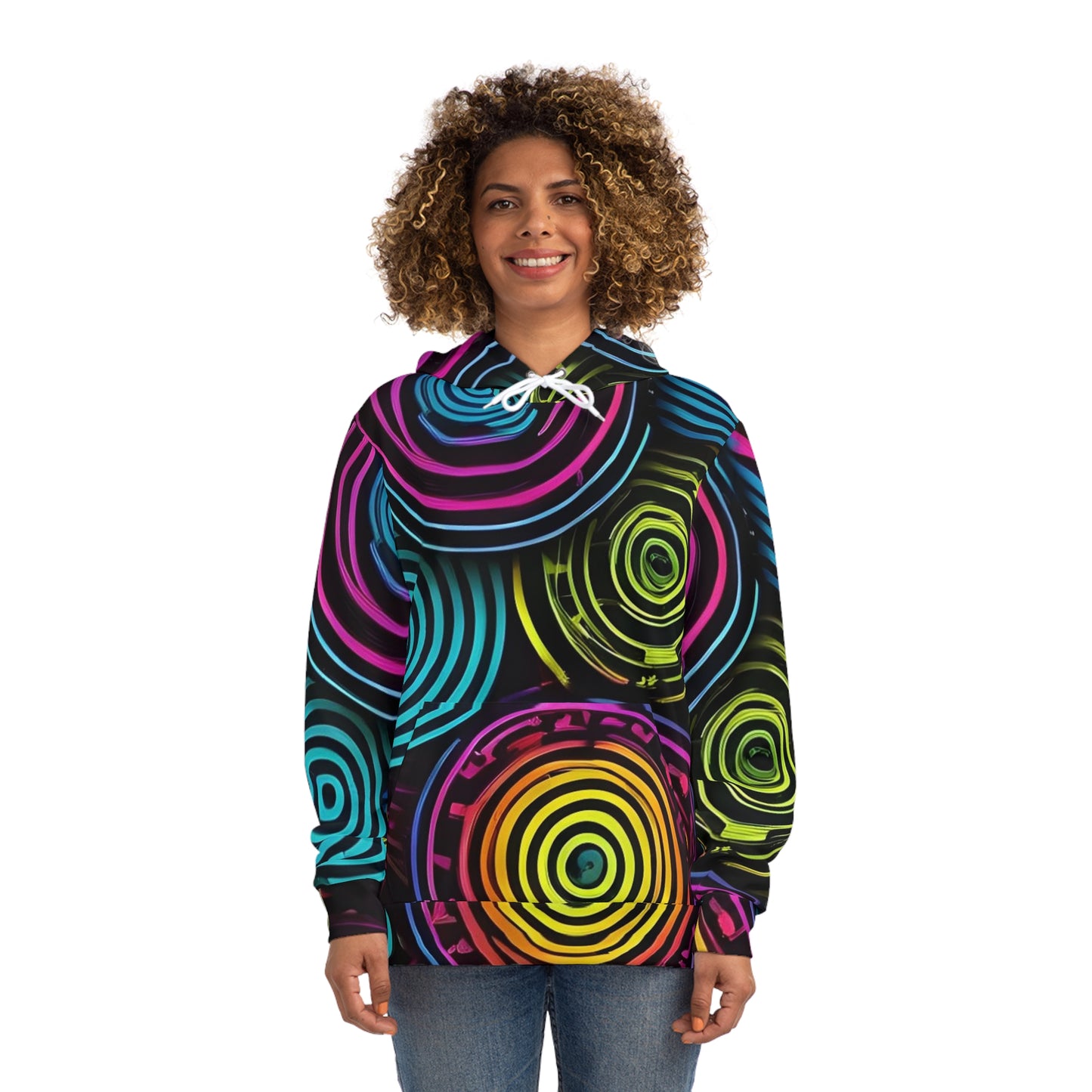 Neon Circles  Psychedelic Sweatshirt with Hood - GFAM STORE