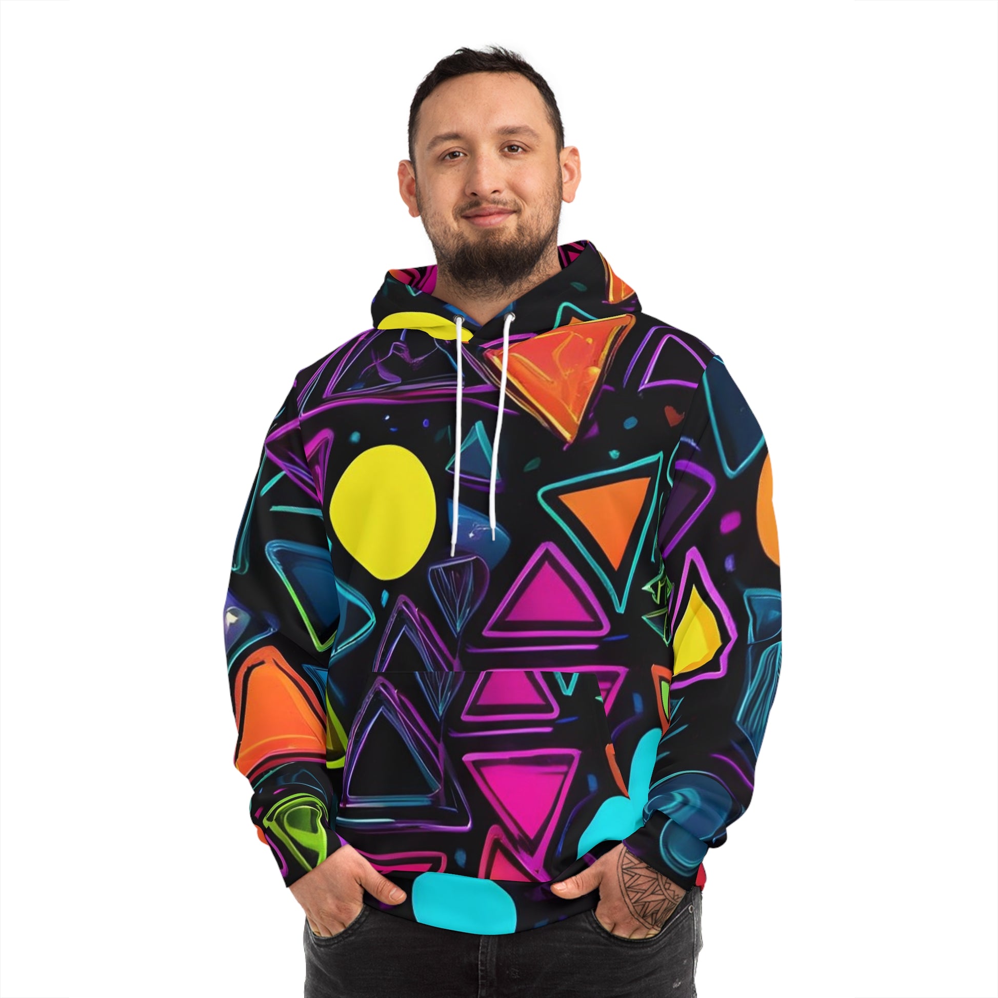 Neon Geometric Rave Sweatshirt with Hood - GFAM STORE