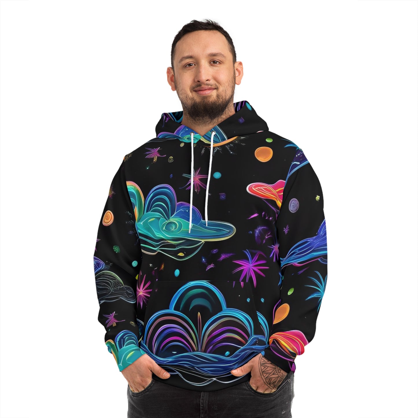 Vibrant Psychedelic Space-Themed Sweatshirt with Hood - GFAM STORE