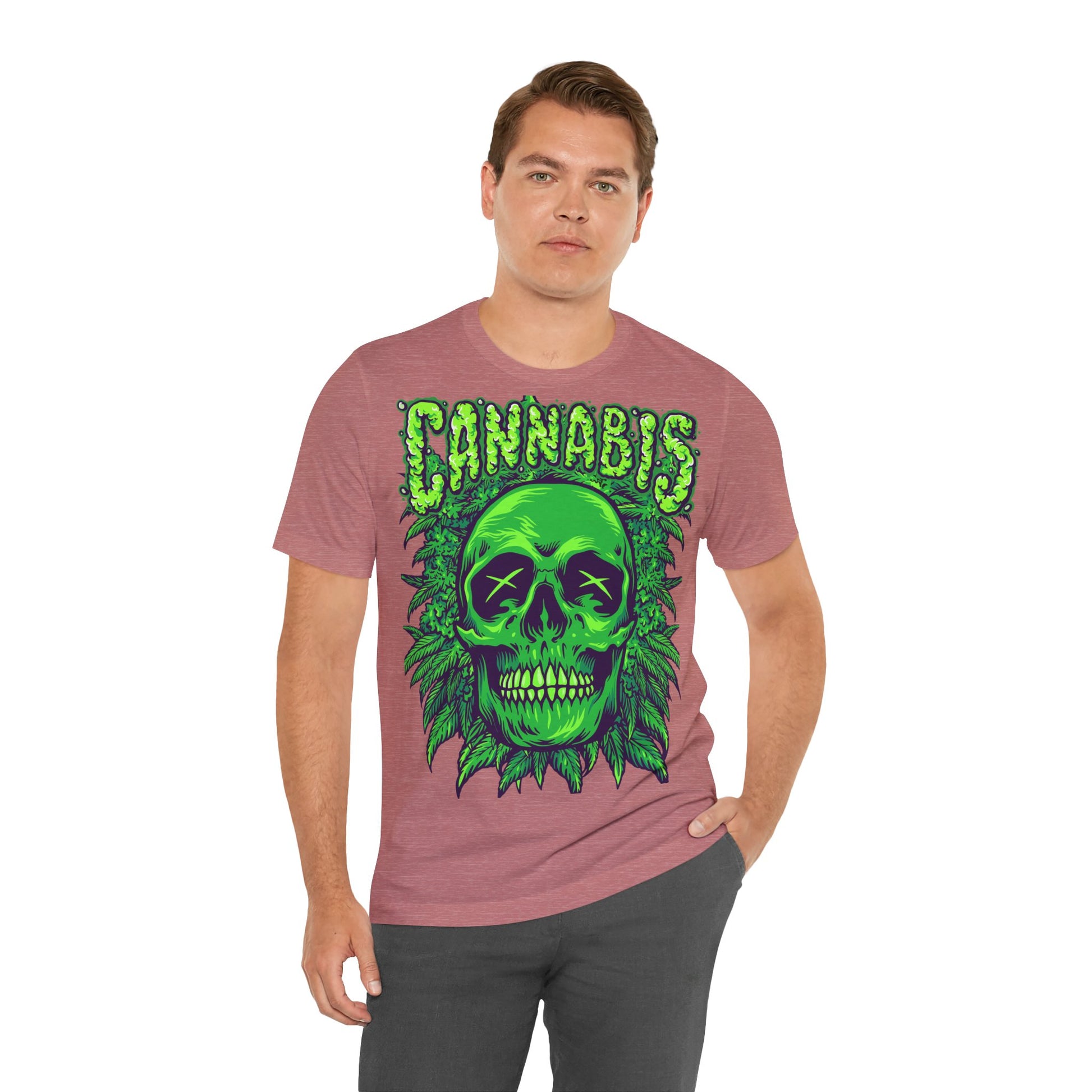 Cannabis Skull T-Shirt - Neon Green - GFAM STORE