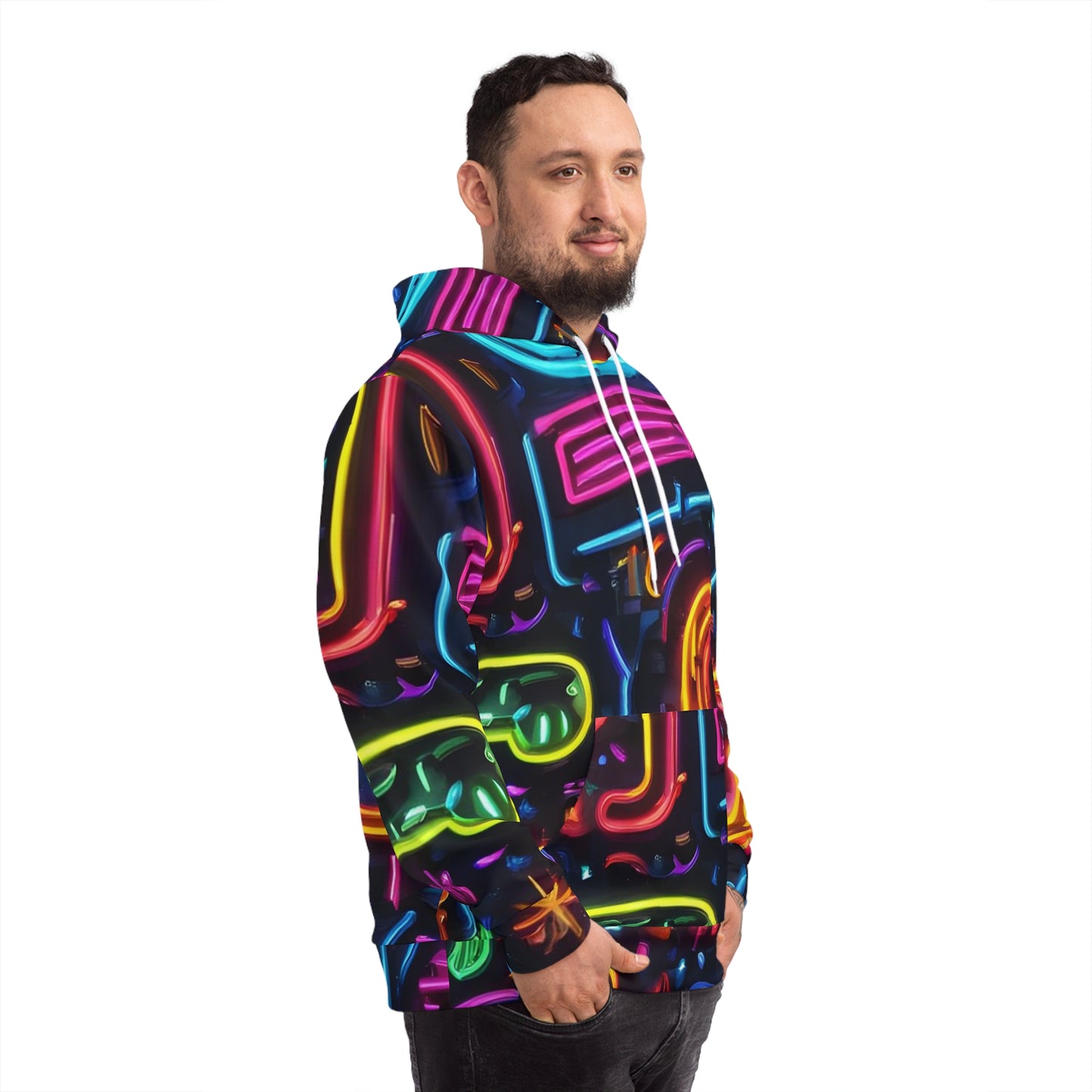 All-Over Print Neon Sweatshirt with Hood - GFAM STORE