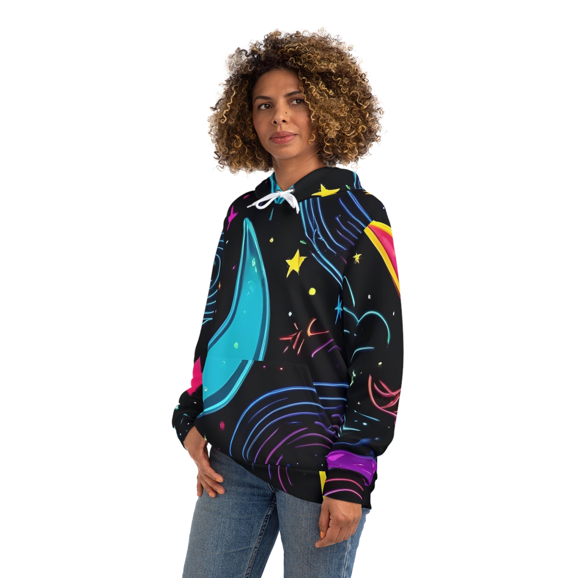 Vibrant Neon Celestial Sweatshirt with Hood - GFAM STORE