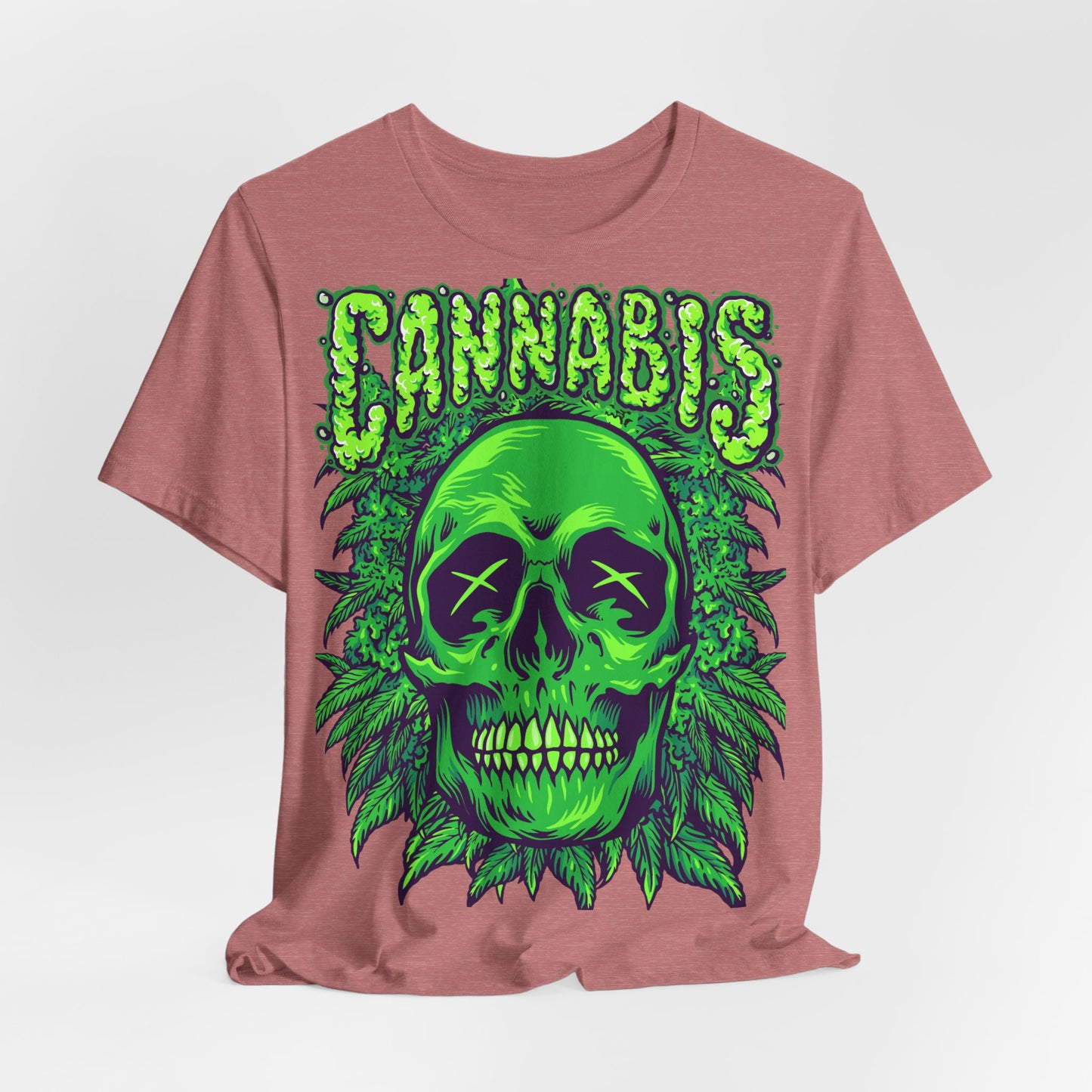 Cannabis Skull T-Shirt - Neon Green - GFAM STORE