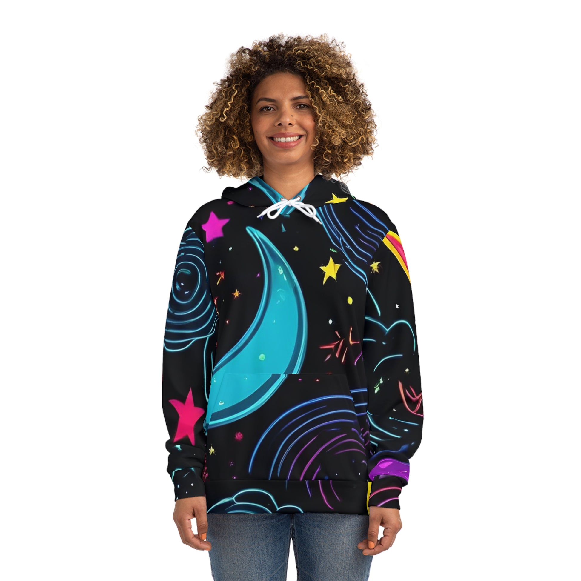 Vibrant Neon Celestial Sweatshirt with Hood - GFAM STORE