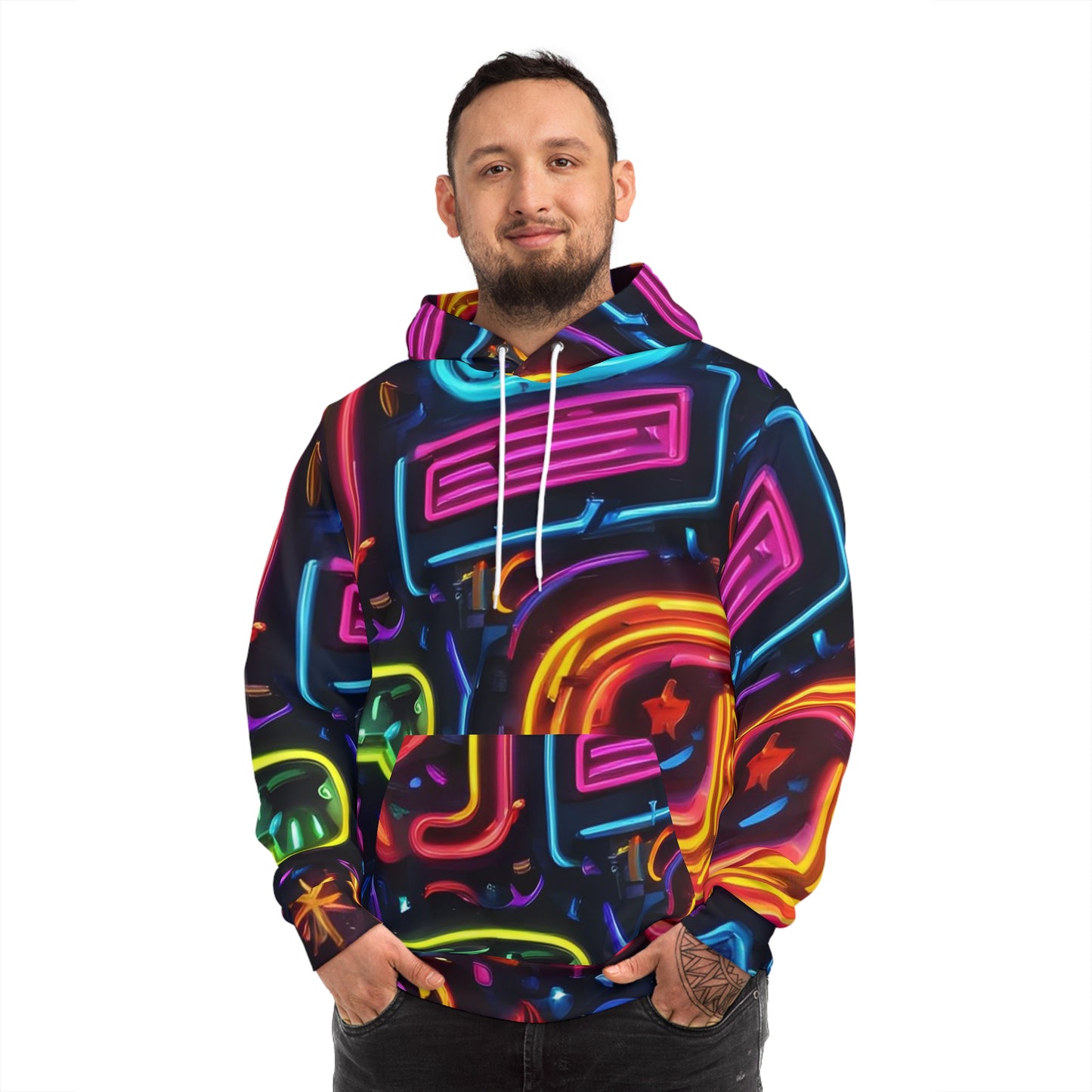 All-Over Print Neon Sweatshirt with Hood - GFAM STORE