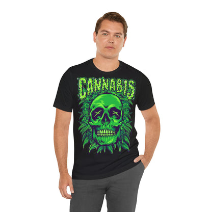 Cannabis Skull T-Shirt - Neon Green - GFAM STORE