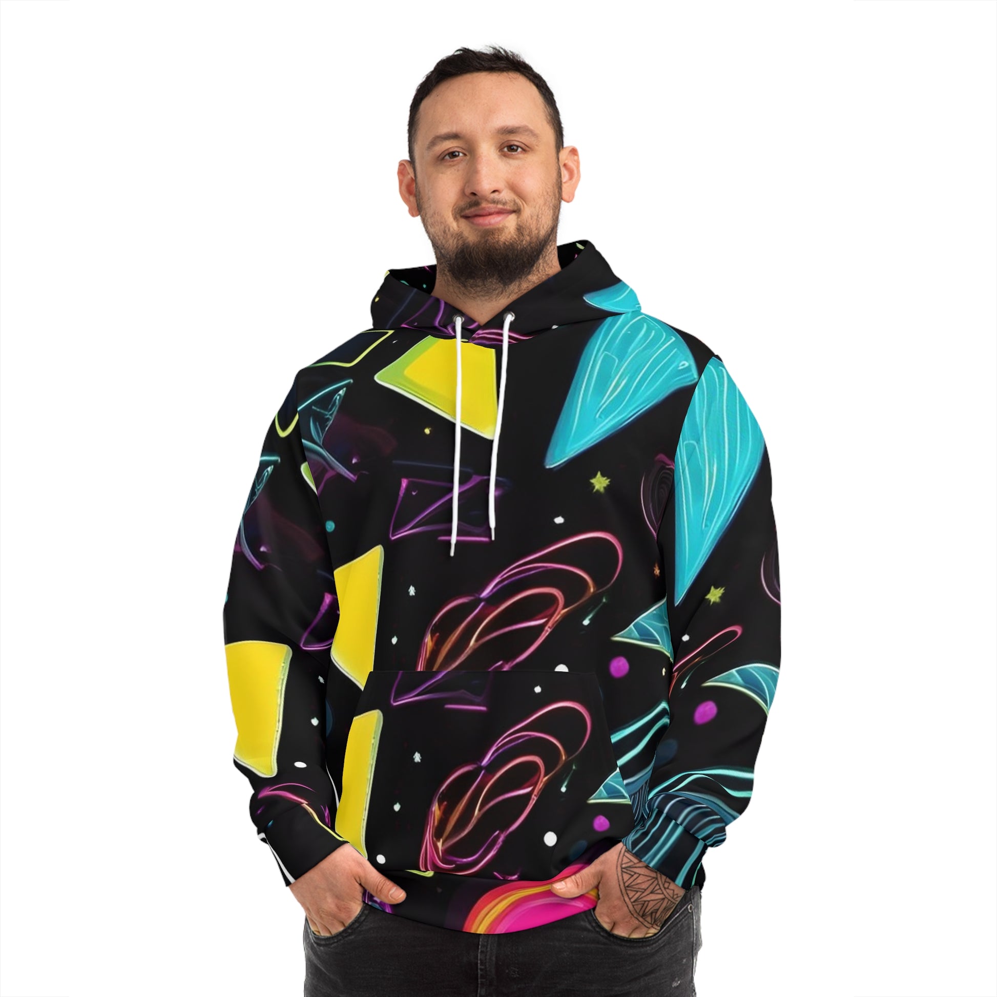 Bright Neon Geometric Sweatshirt with Hood - GFAM STORE