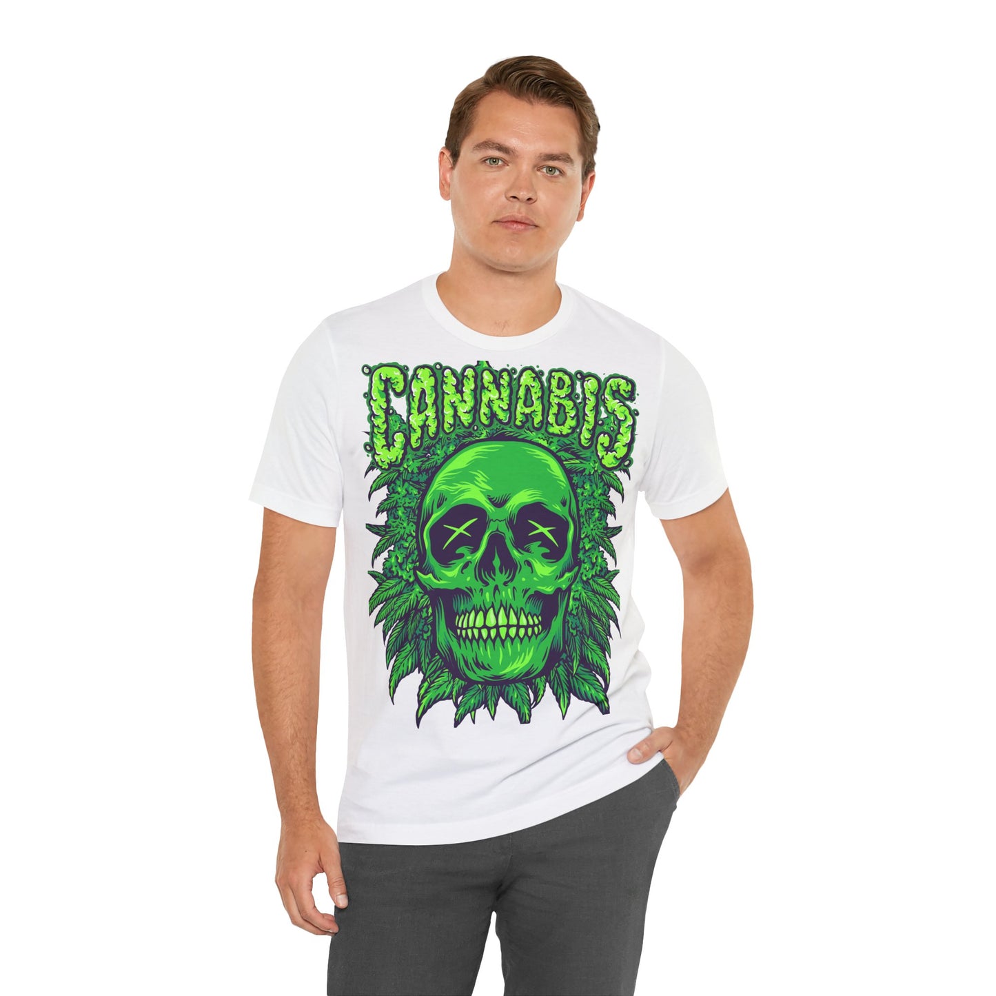 Cannabis Skull T-Shirt - Neon Green - GFAM STORE