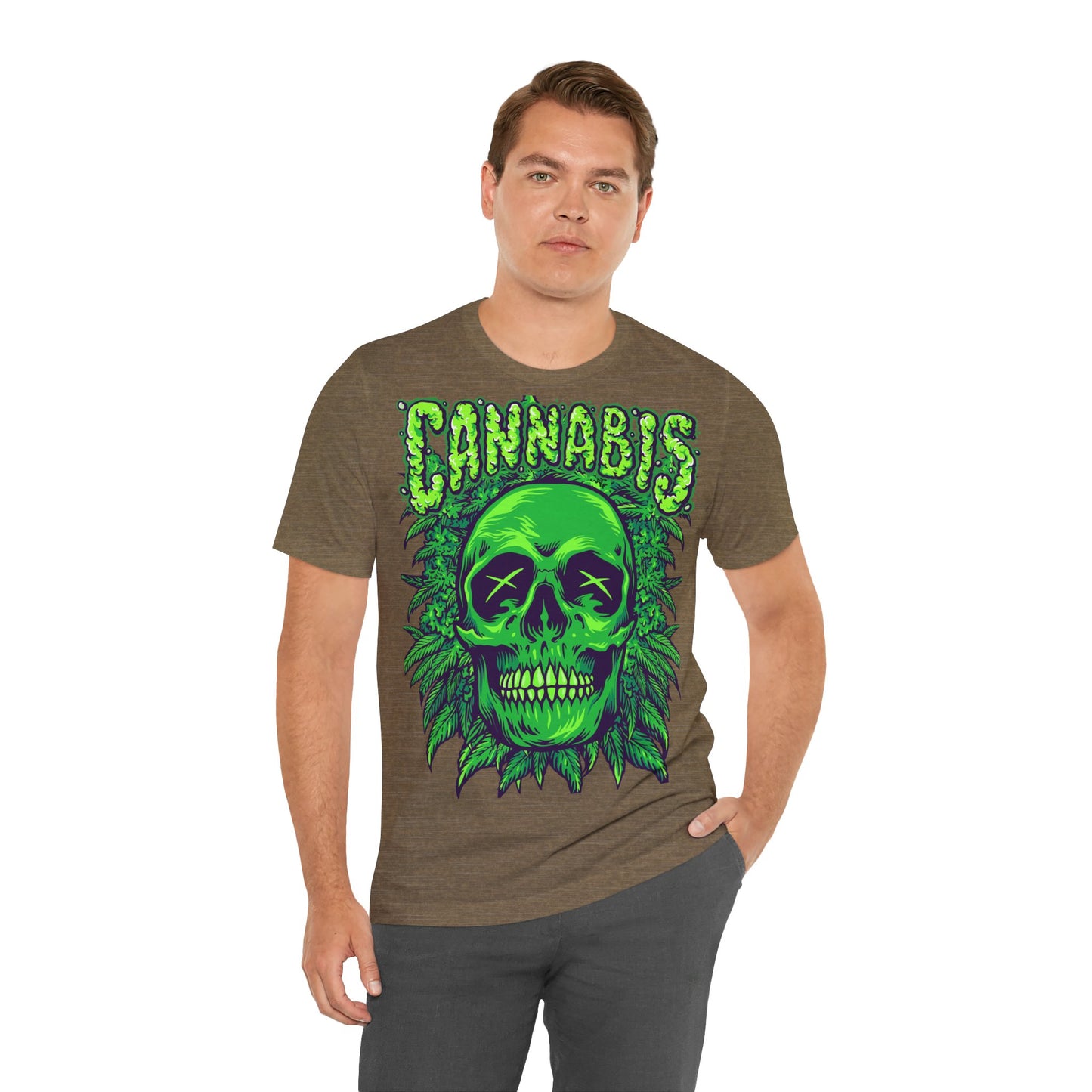 Cannabis Skull T-Shirt - Neon Green - GFAM STORE