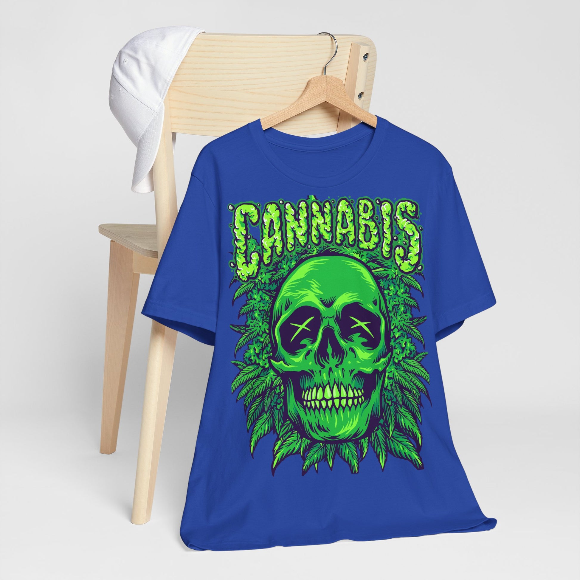 Cannabis Skull T-Shirt - Neon Green - GFAM STORE