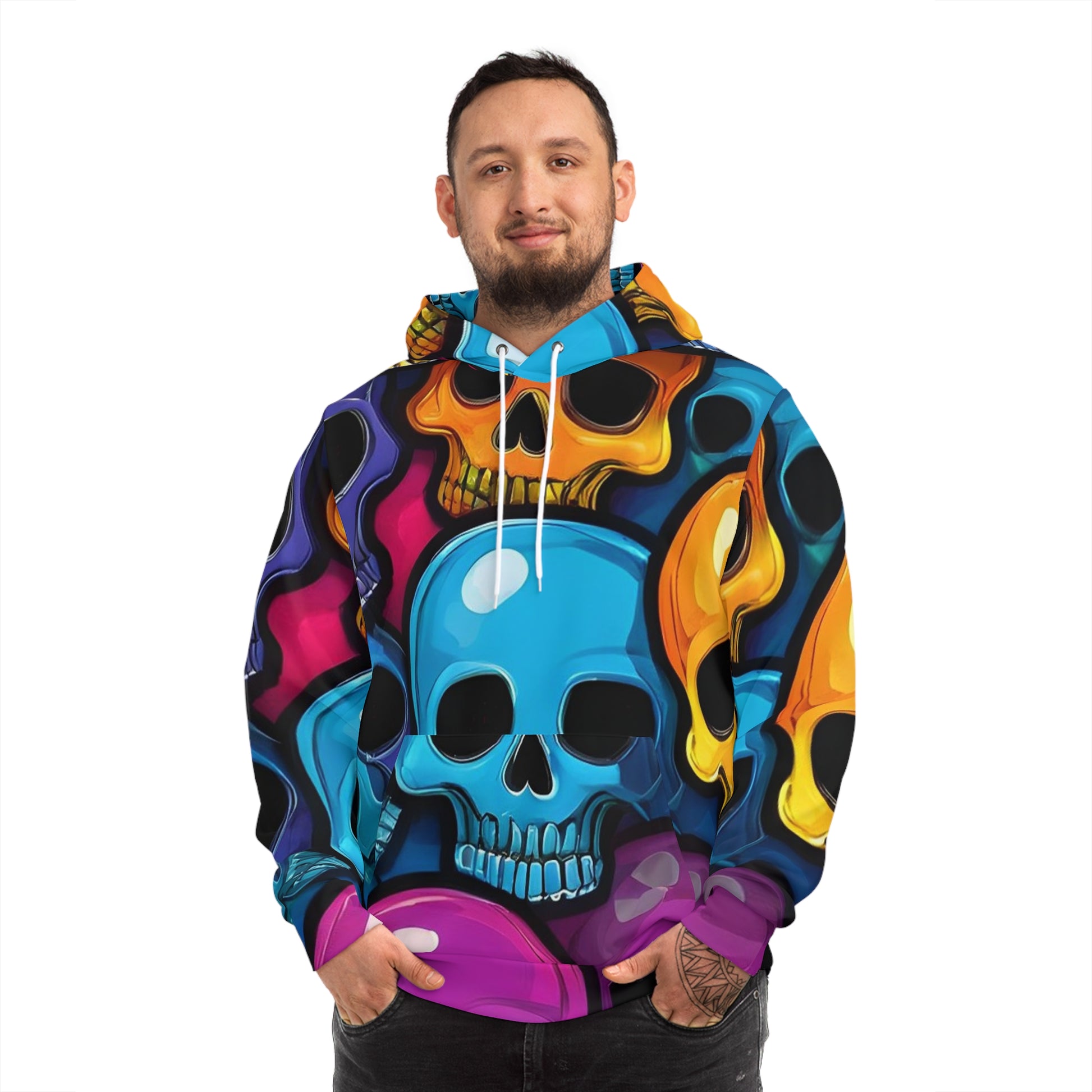 Colorful Skull Graphic Sweatshirt with Hood - GFAM STORE